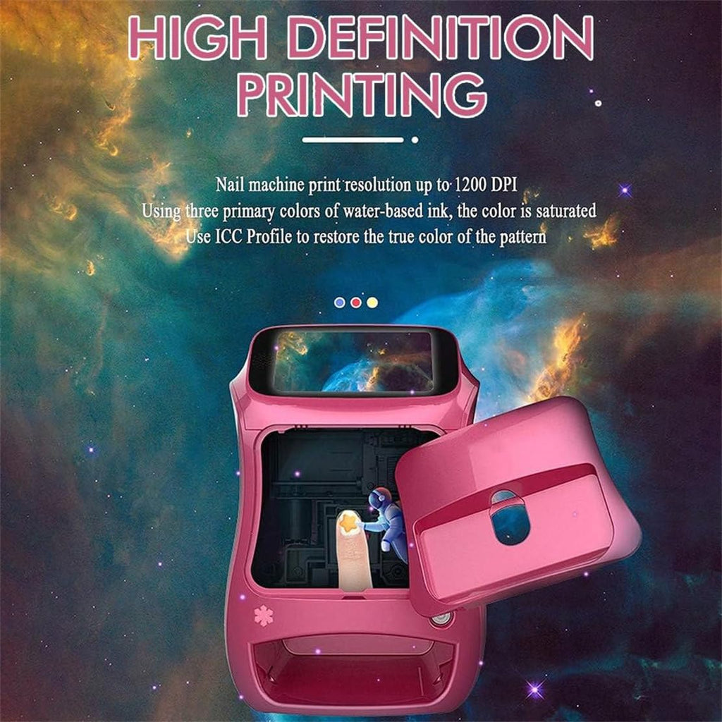 Automatic Smart 3D Art Nail Printer, Digital Mobile Nail Art Printer - Mini Portable Nail Painting Machine Control Through Free Mobile App, for Beauty & Personal Care for Girls' Home Nails
