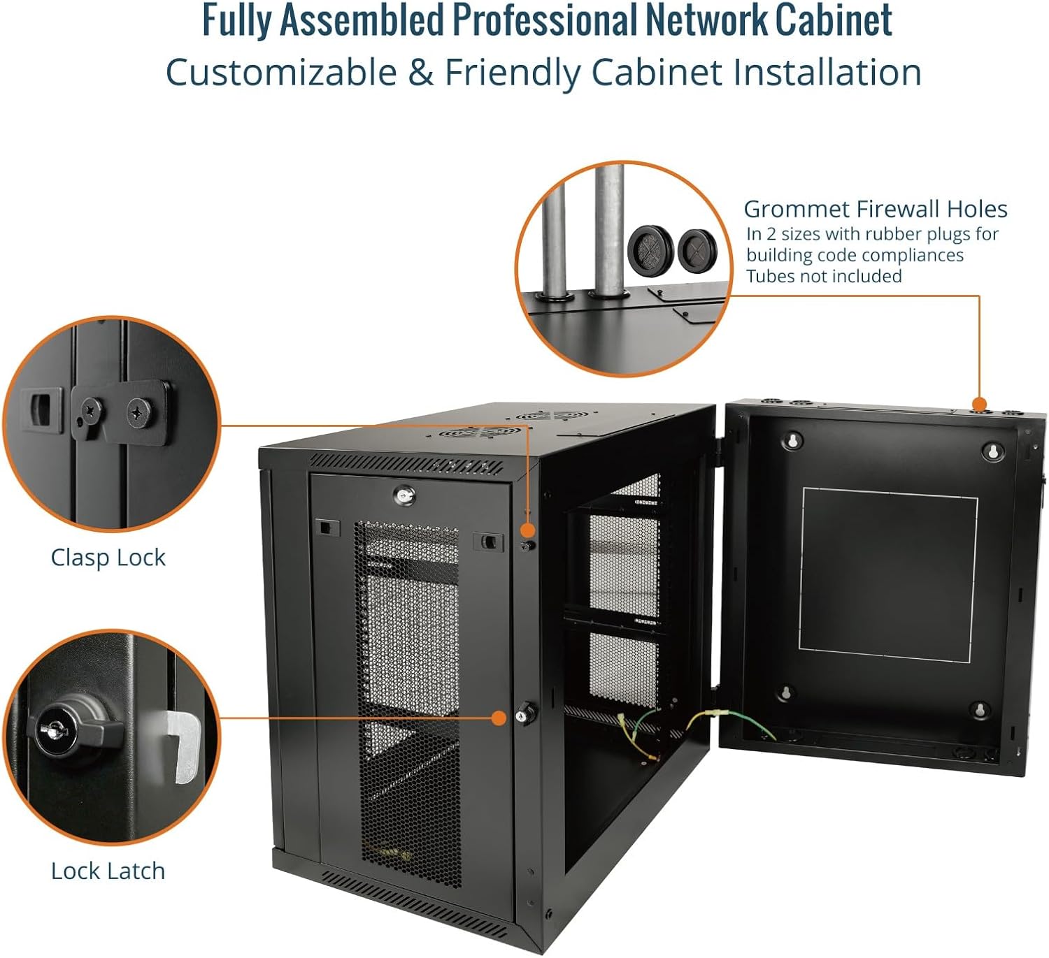 Tecmojo Fully Welded Server Cabinet, 15U Wall Mount Rack, 21.7inch Depth Network Rack, Mesh Door, Swing Out, Load Bearing 242lbs (110 kg), Network Cabinet for 19in Computer/AV/Data/IT Equipment