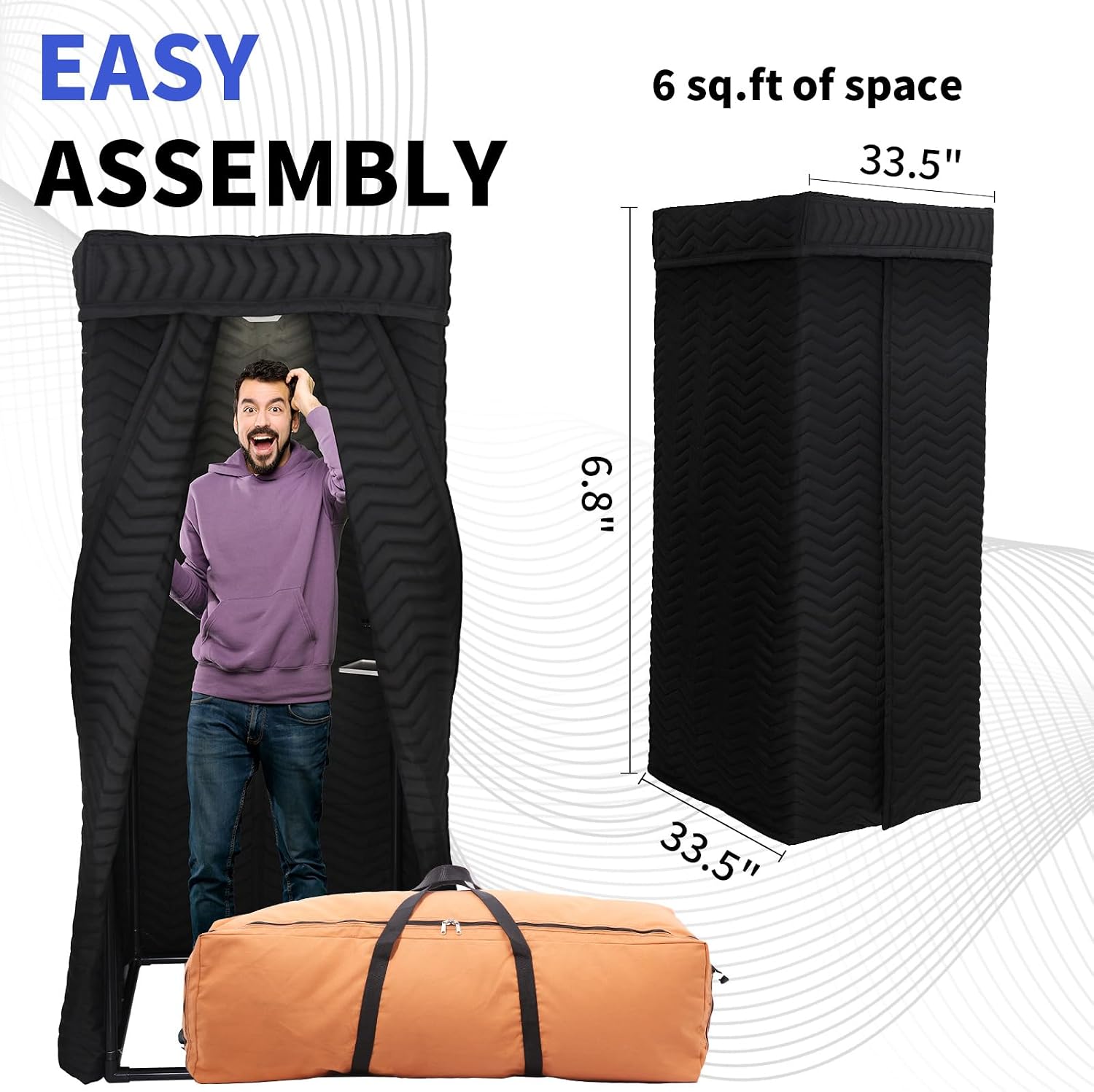Portable Vocal Booth for Home Studio, Echo-Free Recording Booth for Voice Over, Podcast & Singing, 360° Reverb Isolation with Acoustic Blankets for Studio-Grade Sound