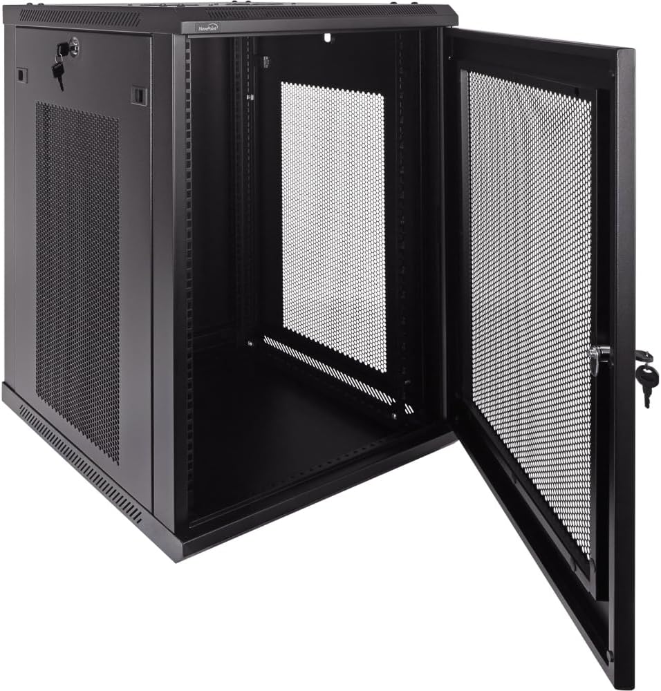 Navepoint 15U Deluxe IT Wallmount Cabinet Enclosure 19-Inch Server Network Rack with Locking Perforated Door 24-Inches Deep Black
