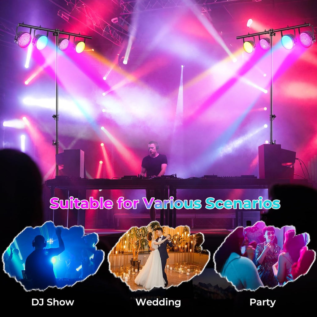 Goplus DJ Light Stand, 14FT Lighting Truss System with 32 Lights Hold 220LBS Capacity, 11-Level Adjustable Heights, T-Bar, Metal Stage Lighting Stand for Portable Audio Stage, Bar, Party, Bands