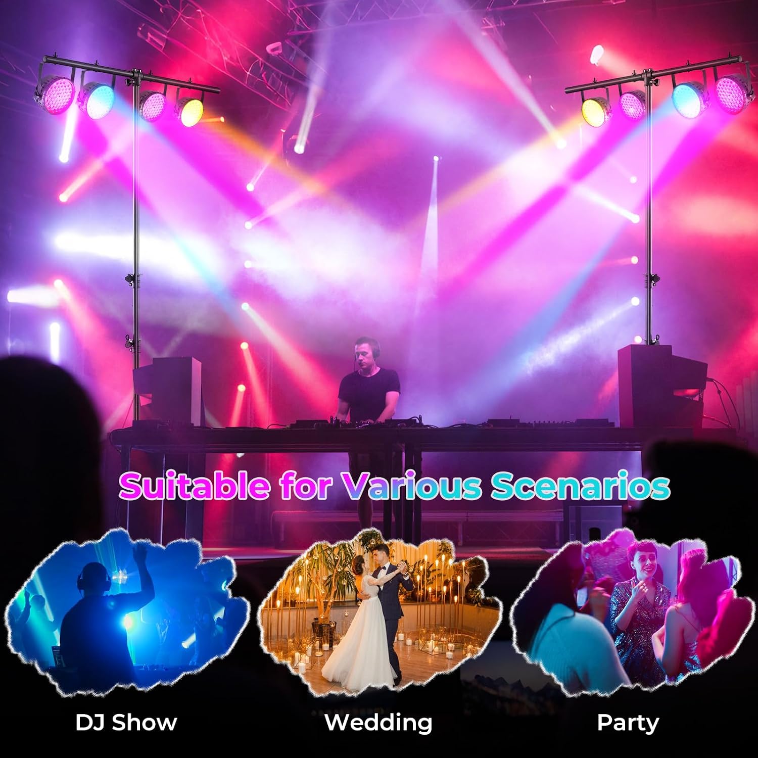 Goplus DJ Light Stand, 14FT Lighting Truss System with 32 Lights Hold 220LBS Capacity, 11-Level Adjustable Heights, T-Bar, Metal Stage Lighting Stand for Portable Audio Stage, Bar, Party, Bands