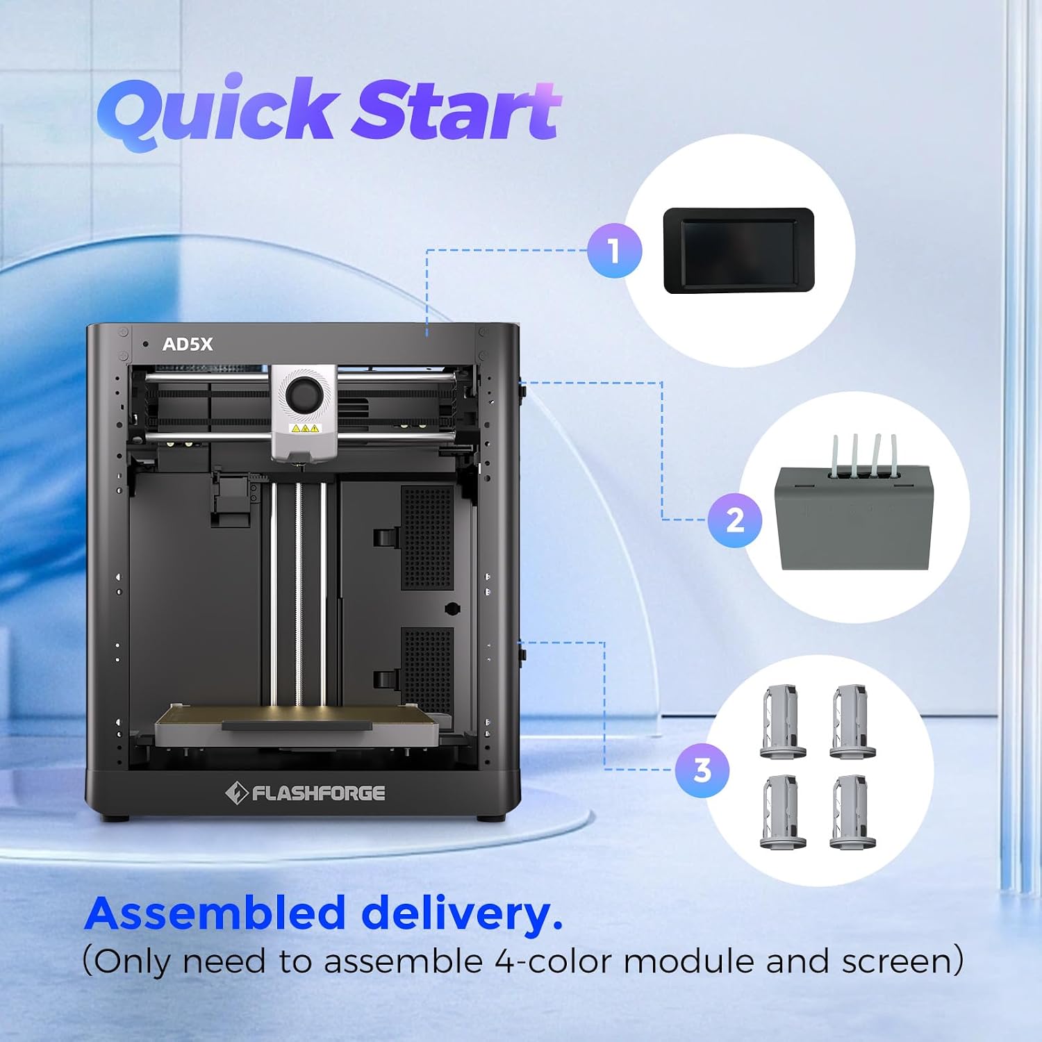 Flashforge AD5X 3D Printer with Extra 1KG HS PLA Light Brown Filament