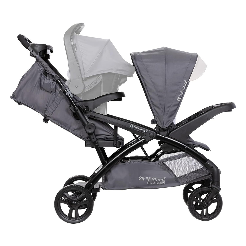 Baby Trend Sit N' Stand Double Stroller 2.0 DLX with 5 Point Safety Harness and EZ-Lift Plus Lightweight Infant Car Seat with Cozy Cover, Magnolia