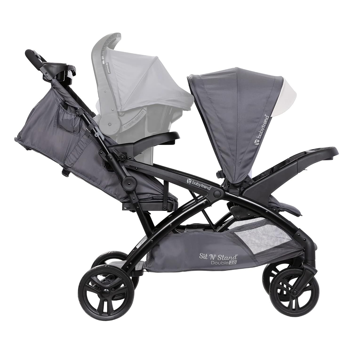 Baby Trend Sit N' Stand Double Stroller 2.0 DLX with 5 Point Safety Harness and EZ-Lift Plus Lightweight Infant Car Seat with Cozy Cover, Magnolia