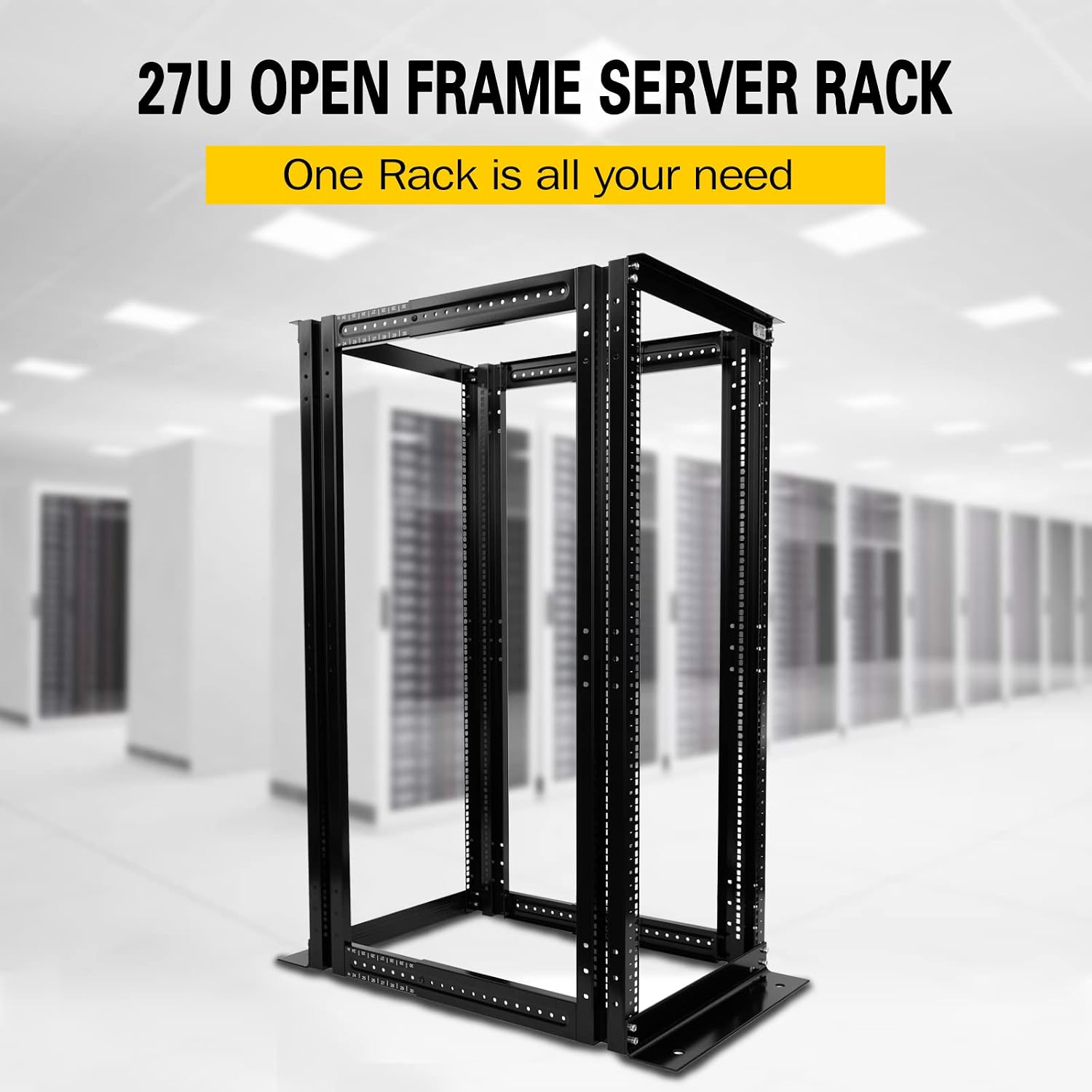 Server Rack 4 Post Open Rack Frame Rack Enclosure 19 Inch Adjustable Depth Aluminum (27U,56Inch Height)