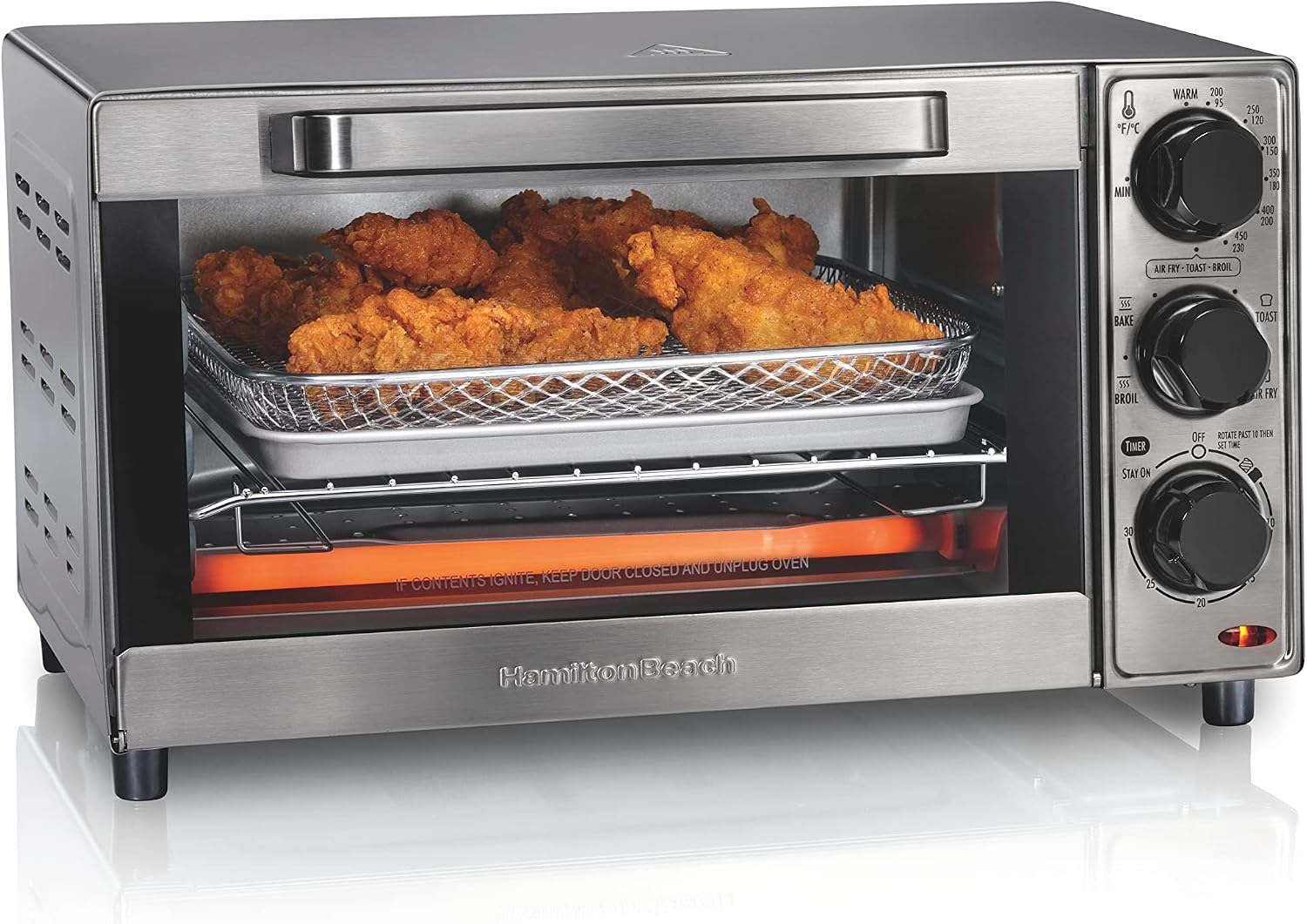 Hamilton Beach Sure-Crisp Toaster Oven Air Fryer Combo, Fits 9' Pizza, 4 Slice Capacity & 2-Way 12 Cup Programmable Drip Coffee Maker & Single Serve Machine, Glass Carafe
