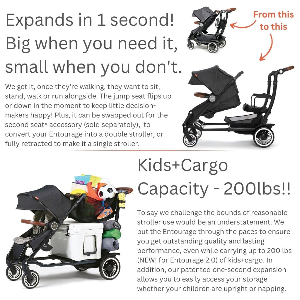 Austlen Entourage 2.0 Sit and Stand Stroller in Black (Also Available in Navy)