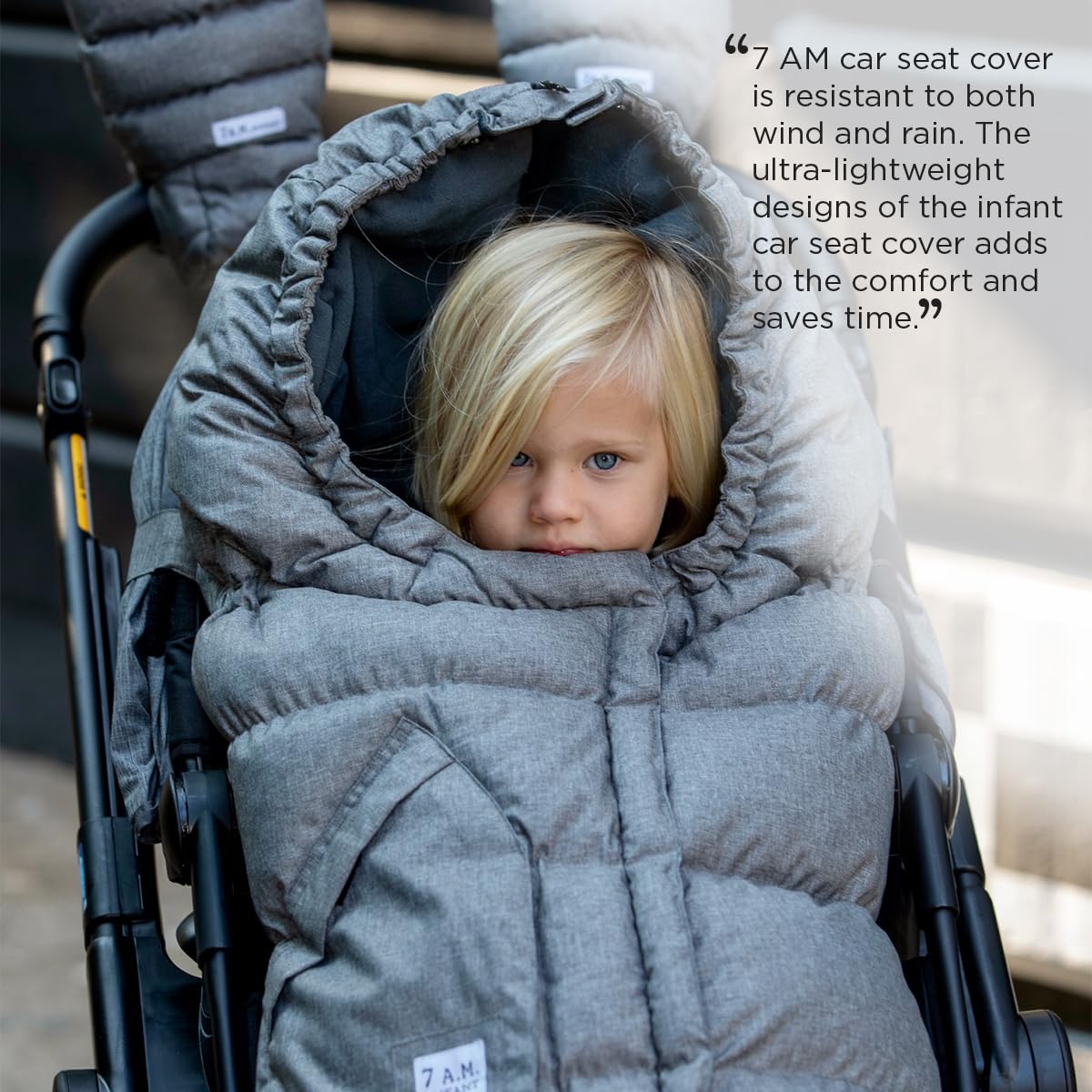 7AM Enfant Stroller Blanket 212 - Adjustable Baby Car Seat Zipped Blanket for Babies Winter, Unisex Multi Purpose Fleece Lined Warm Hooded Toddler Footmuff Water Repellent | (6M - 4T)
