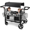 Sekey Wagon Stroller for 2 Kids, Luxury 4-in-1 Stroller Wagon - Premium Quality with Convertible Seats, Adjustable Push Handles, Removable Canopy, Snack Tray & Cooler, US Certified. Gray