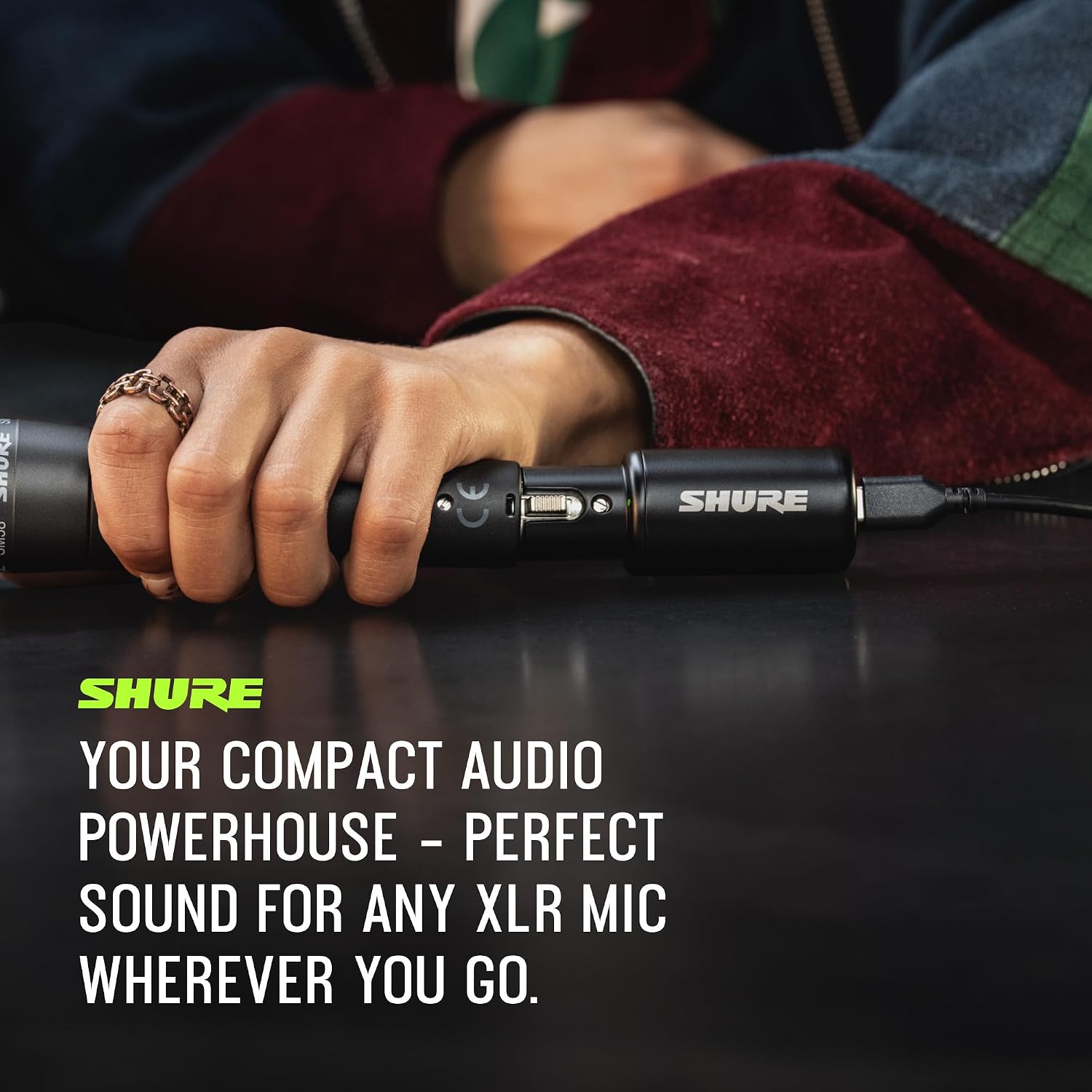 Shure MVX2U Gen 2 XLR-to-USB-C Digital Audio Interface, Apple MFi Certified, Portable Setup for Audio Processing, Noise-Free Recording Between XLR and USB-C Devices