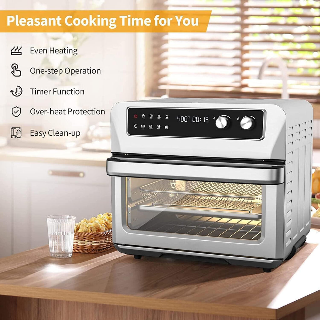 21 QT Air Fryer Toaster Oven Combo, 1800W Electric Digital Countertop Convection Oven w/ 360°Circulation, LCD Display, 8-in-1 Air Fryer, Toast, Thaw, Dehydrate, w/ 5 Accessories & Recipe