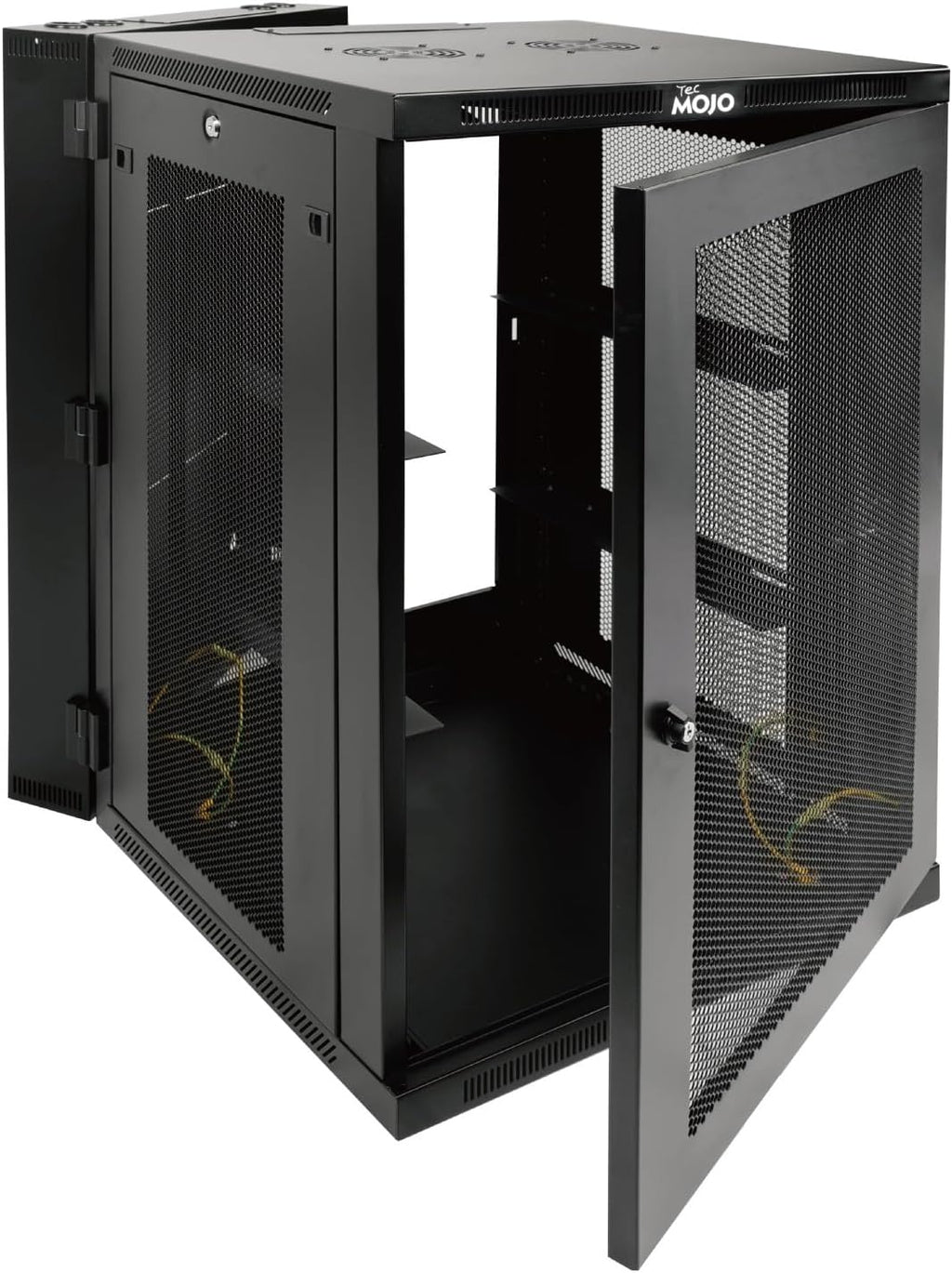 Tecmojo Fully Welded Server Cabinet, 18U Wall Mount Rack, 27.6inch Depth Network Rack, Mesh Door, Swing Out, Load Bearing 242lbs (110 kg), Network Cabinet for 19in Computer/AV/Data/IT Equipment