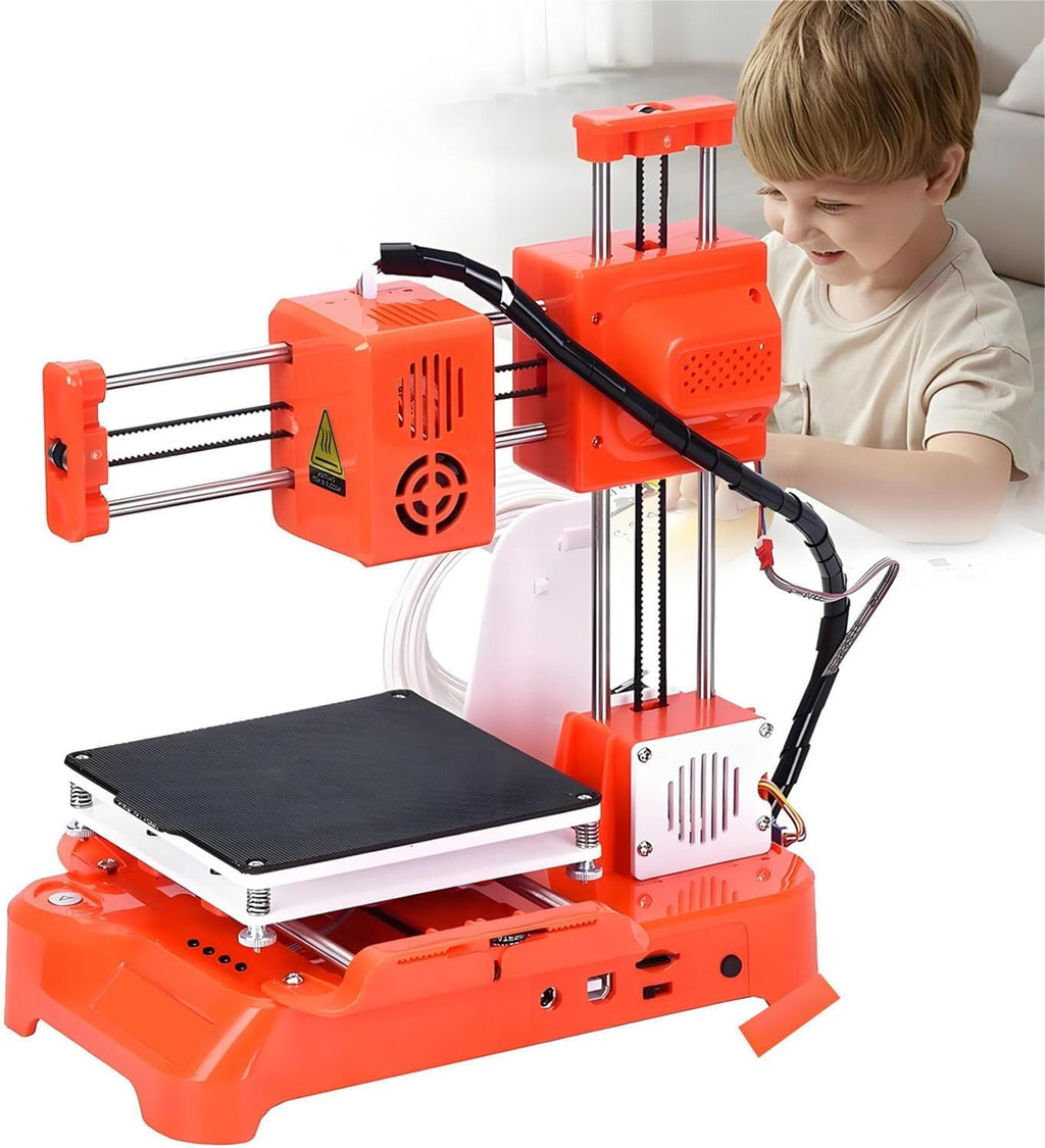 Mini DIY 3D Printers Desktop Kit,K7 Desktop 3D Printer,100x100x100mm Print Size,with TF Card/USB Connect,Removable Platform,for Beginners,Kids,Student Education Orange