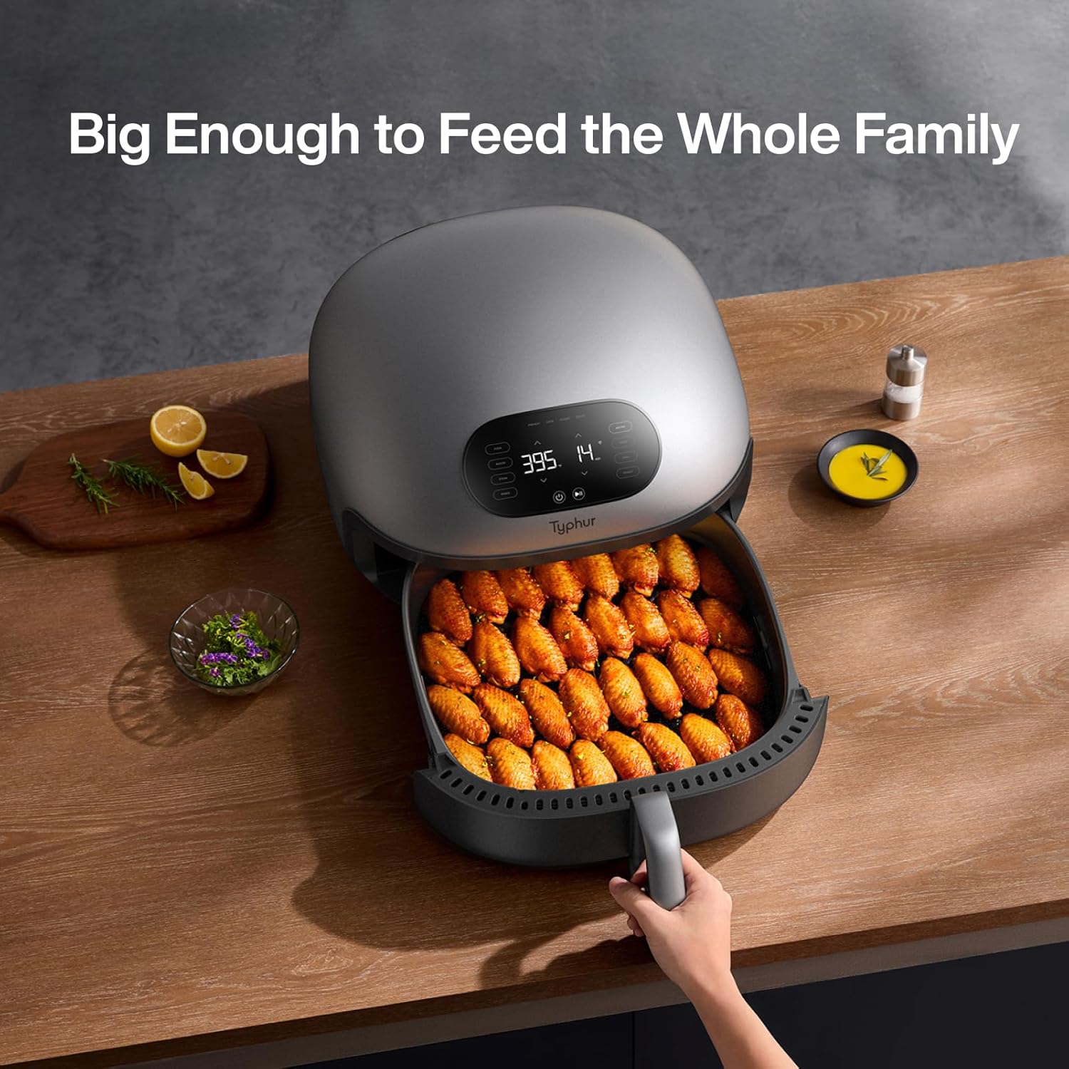 Typhur Dome 2 AI Smart Air Fryer, 15-in-1 Large Flat Airfryer with Top & Bottom Heating, Self-Cleaning Digital Fryer, PFAS-Free Ceramic Basket, Fits a 12' Pizza or Steaks, Whisper-Quiet, 120V
