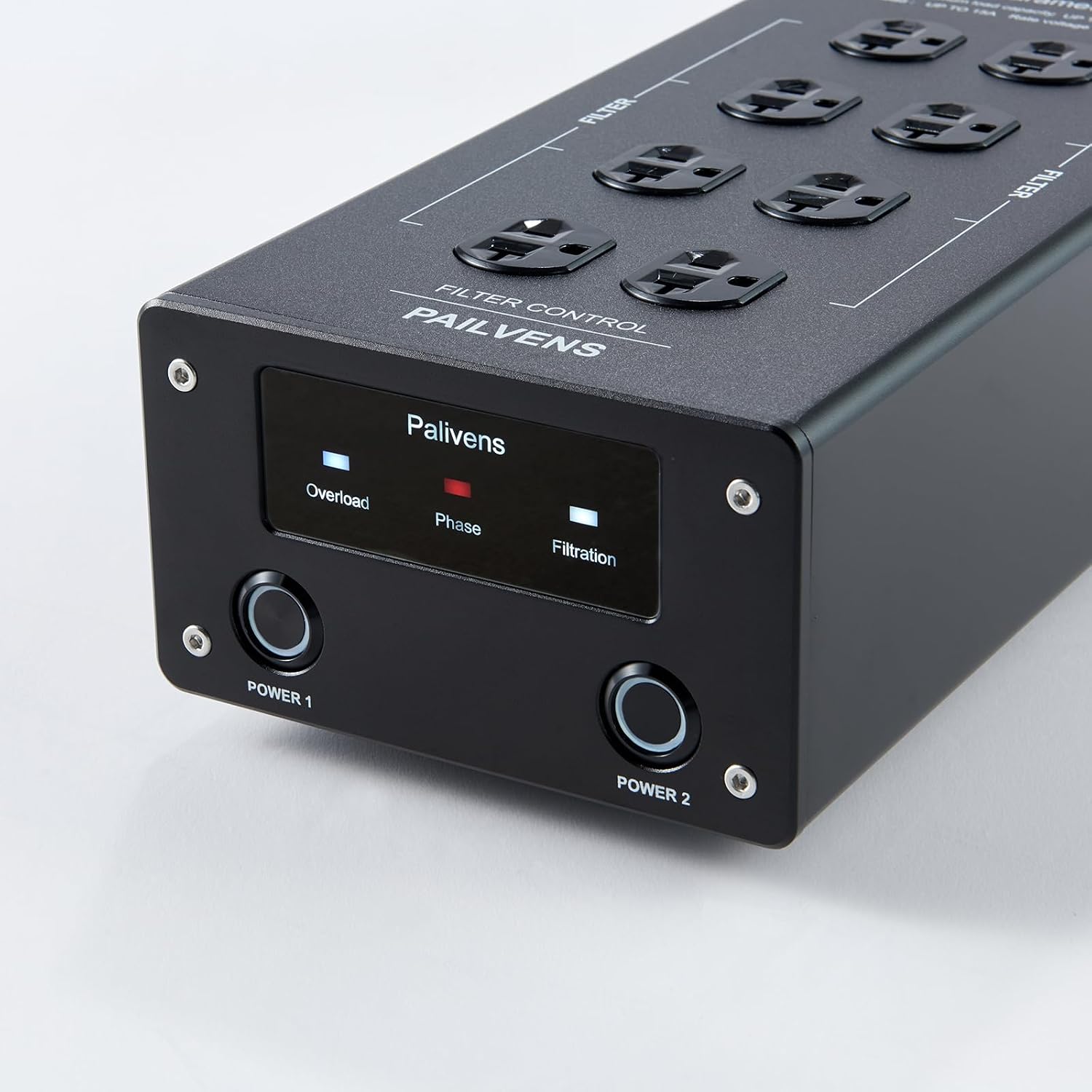 AC Power Filter Power Conditioner with LED Screen Display, Power Purifier 8 Outlet Metal Surge Protector, Sound Filter/Noise Reducer for HiFi Audio CD DVD Player, Black