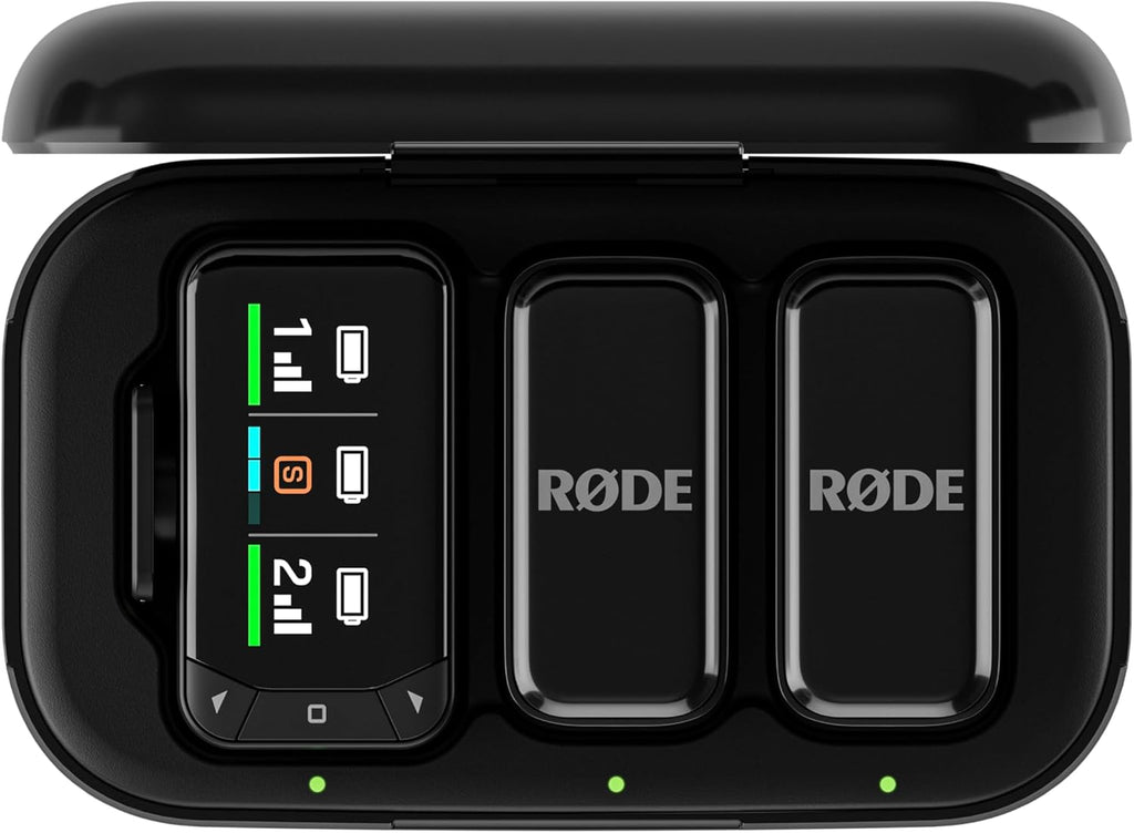 RØDE Wireless Micro - Compact Wireless Microphone Camera Kit, Two Mics with Camera Receiver, Smartphone Receiver, and Charge Case for Content Creation - USB-C, Black