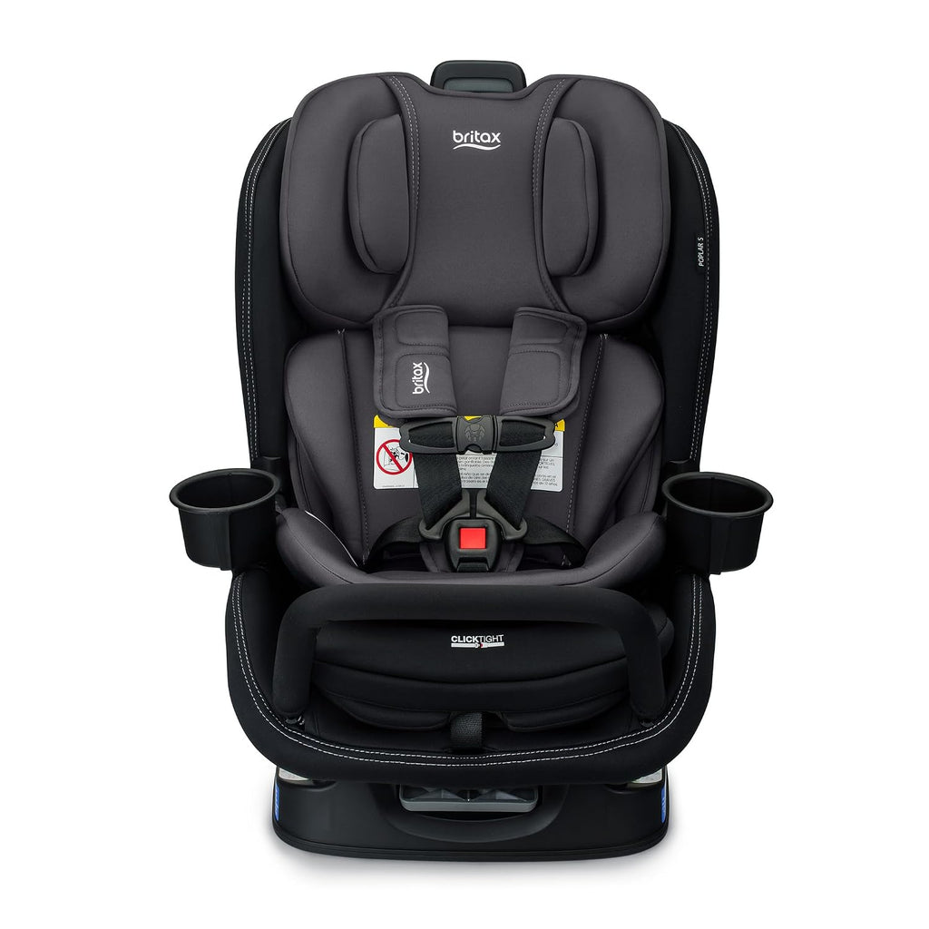 Britax Poplar S Convertible Car Seat, 2-in-1 Car Seat Extended Rear Facing, 17' Slim Car Seat Design with Fast & Easy ClickTight Installation, Anti-Rebound Bar & SafeWash Fabrics — Stone Onyx