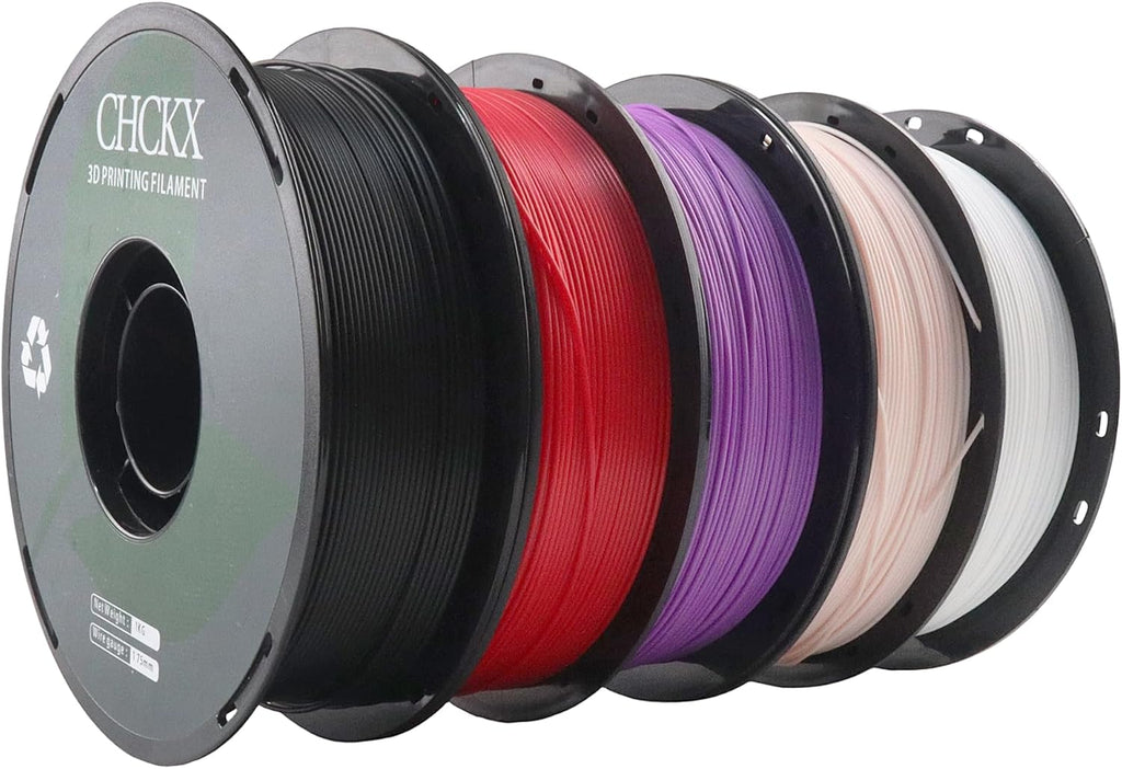 10 Pack PLA 3D Printer Filament Bundle, 1.75 mm, 1kg Spool (2.2lbs), Dimensional Accuracy +/- 0.02 mm, Black White Grey Red Green Purple Skin Blue Orange Silver