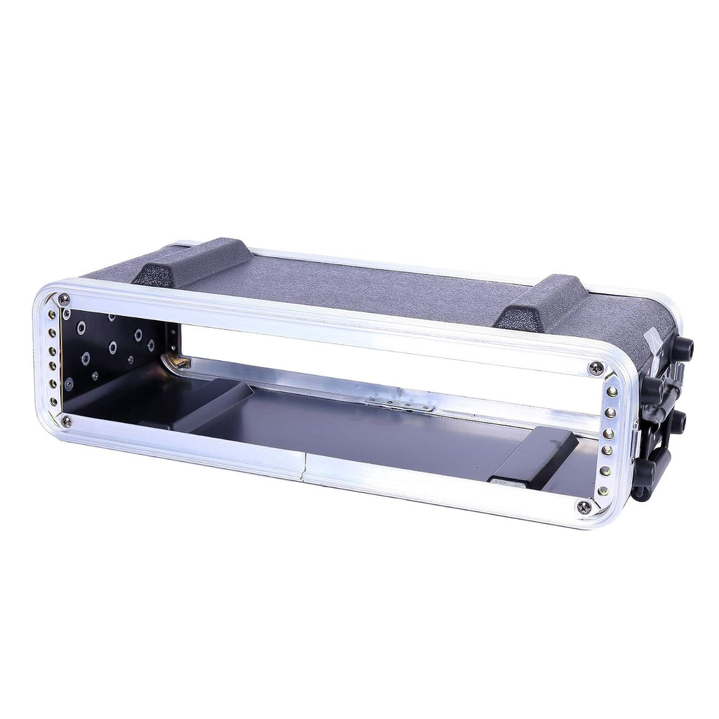 Crossrock Stackable 2U Rack Case, Strong Molded with Heavy Duty Hardware, Shallow 14.25' Depth(CRA8602US)