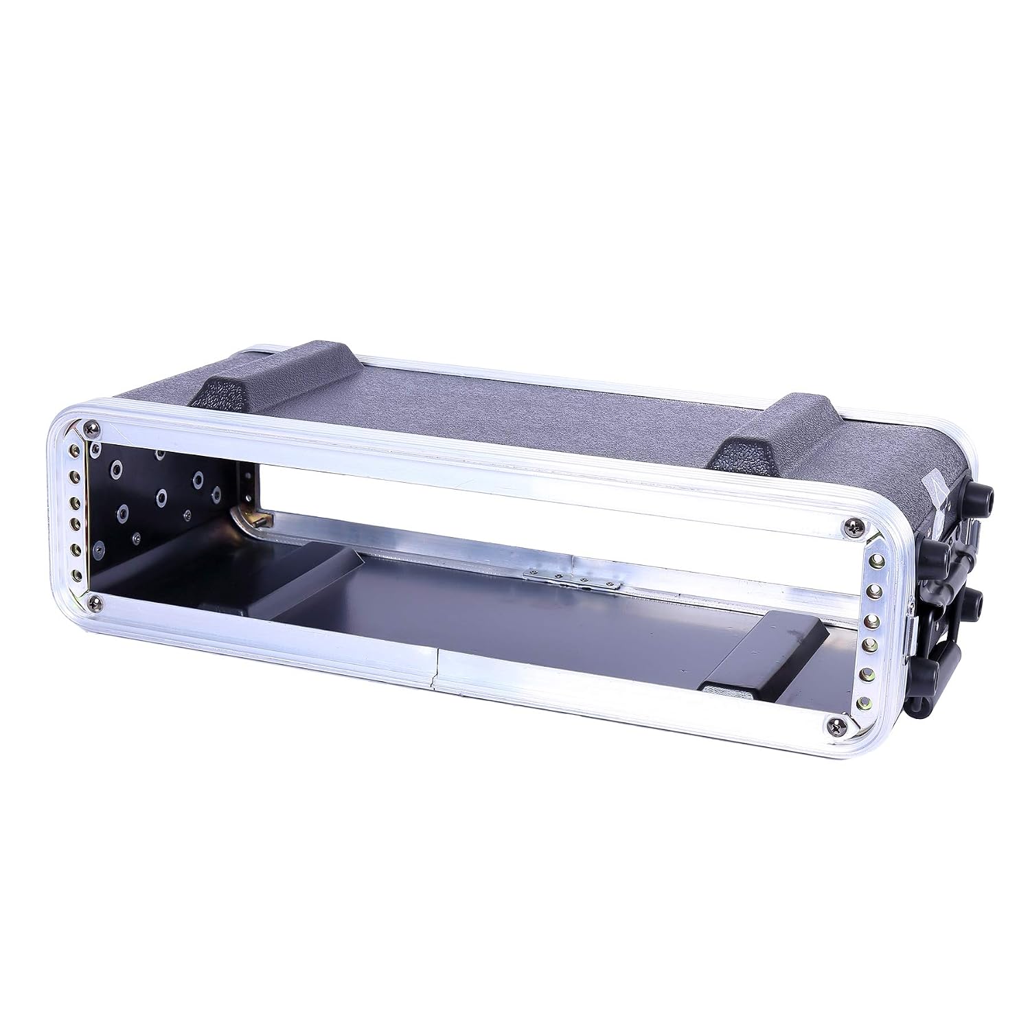 Crossrock Stackable 2U Rack Case, Strong Molded with Heavy Duty Hardware, Shallow 14.25' Depth(CRA8602US)