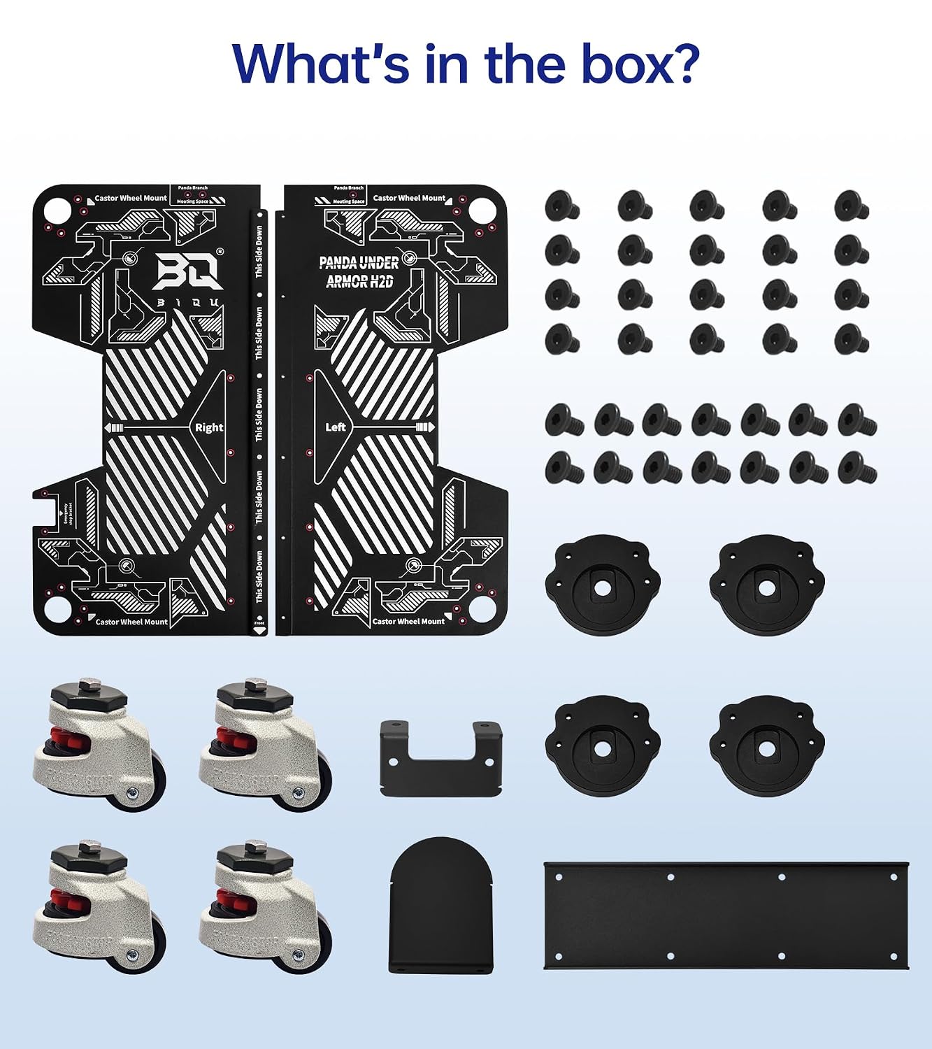 BIQU Panda Under Armor for Bambu-Lab H2D H2S H2C, 3D Printer Dolly Cart with 360° Rotating Wheels for Easy Moving, Portable and Lockable, Printer Bottom Protector,with Rubber Brake