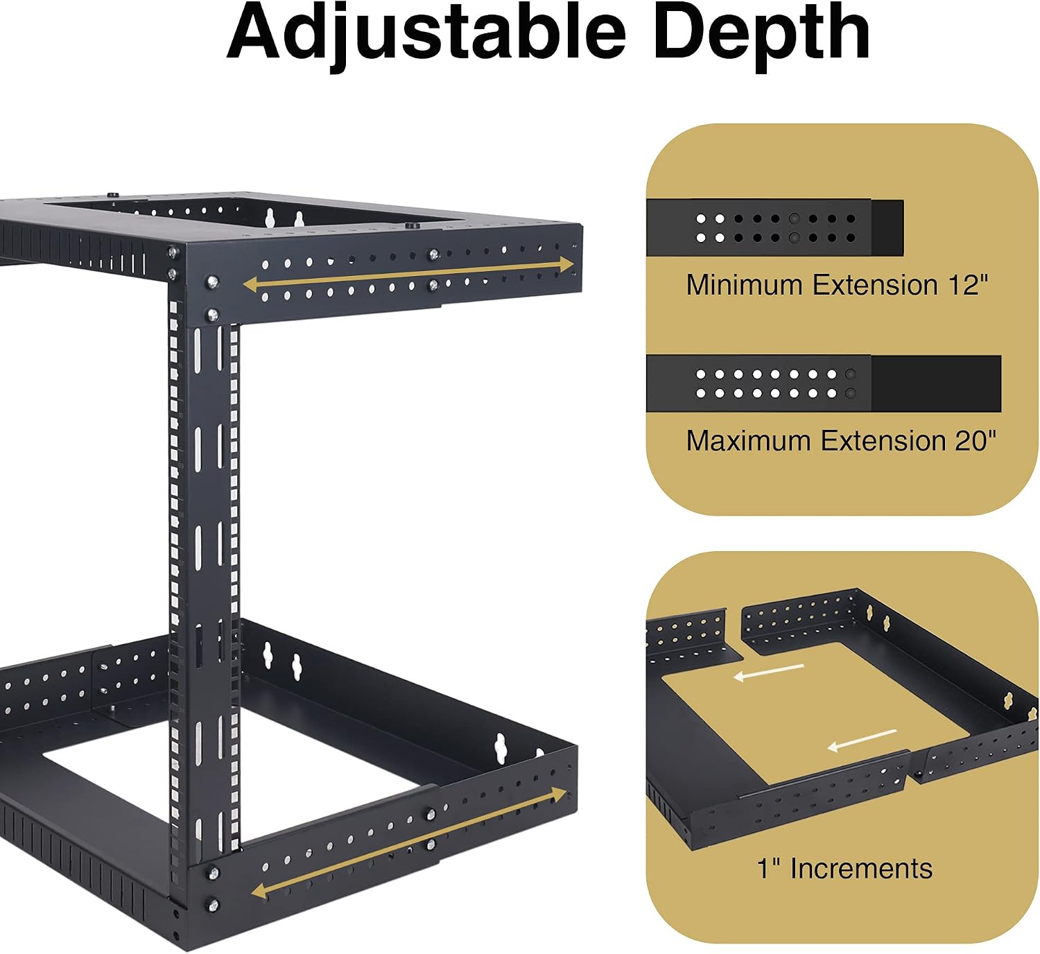 Sound Town 2-Post 15U Wall-Mount Open Frame Server and Network Equipment Rack with Adjustable Depth 12'-20' (ST2PWOR-A15U)