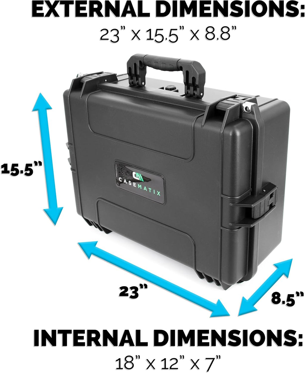 CASEMATIX Mixer Carry Case Compatible with Yamaha MG12XU 12 Channel Mixing Console and More - IPX7 Waterproof Hard Shell Sound Board Carrier with Foam Fits Mixers up to 17' x 12.1' x 5' and Cables