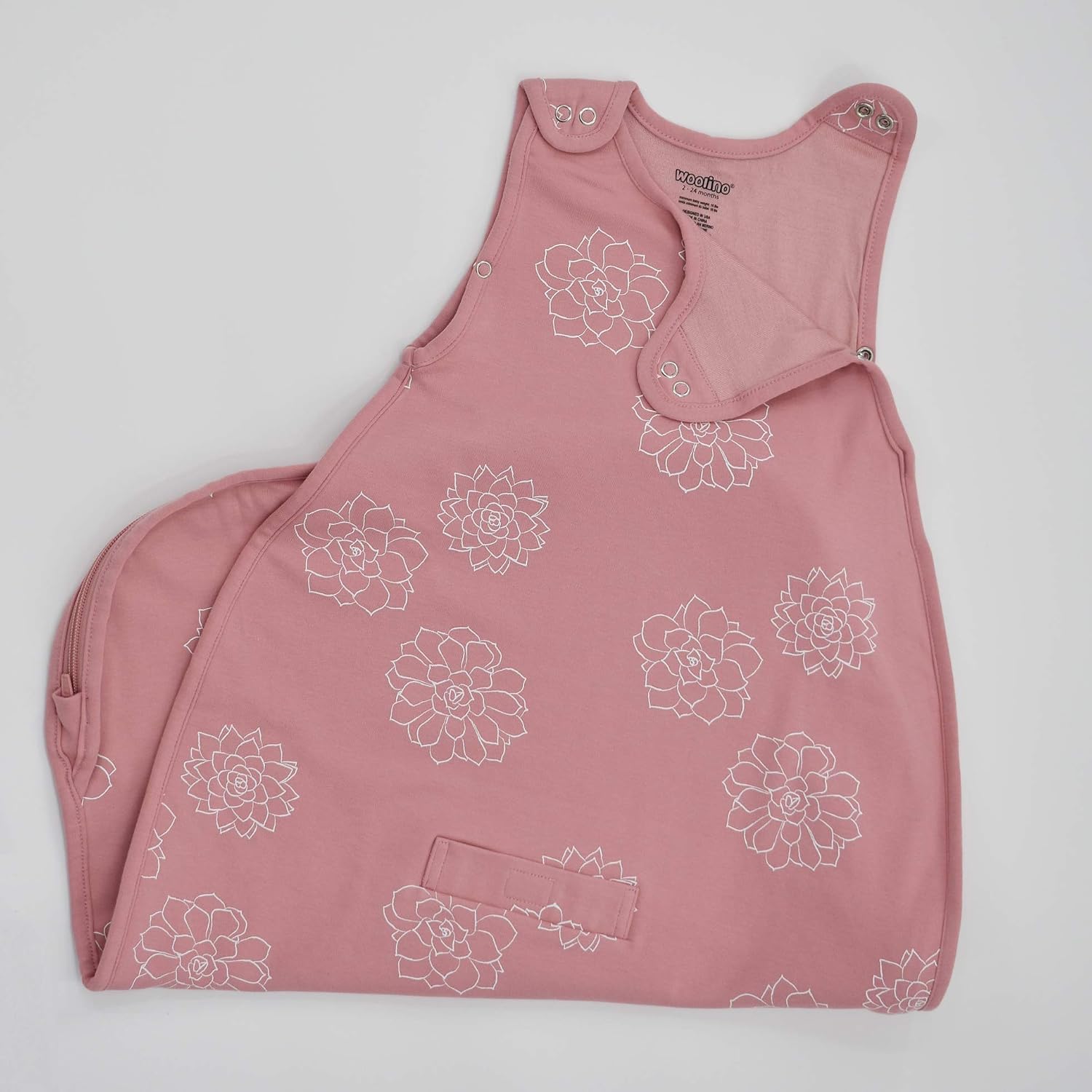 Woolino 4 Season Ultimate Baby Sleep Sack, Merino Wool Baby Sleeping Bag, Organic Cotton Outer, Adjustable 2-24 Months Size Fits Infants & Toddlers - Succulent