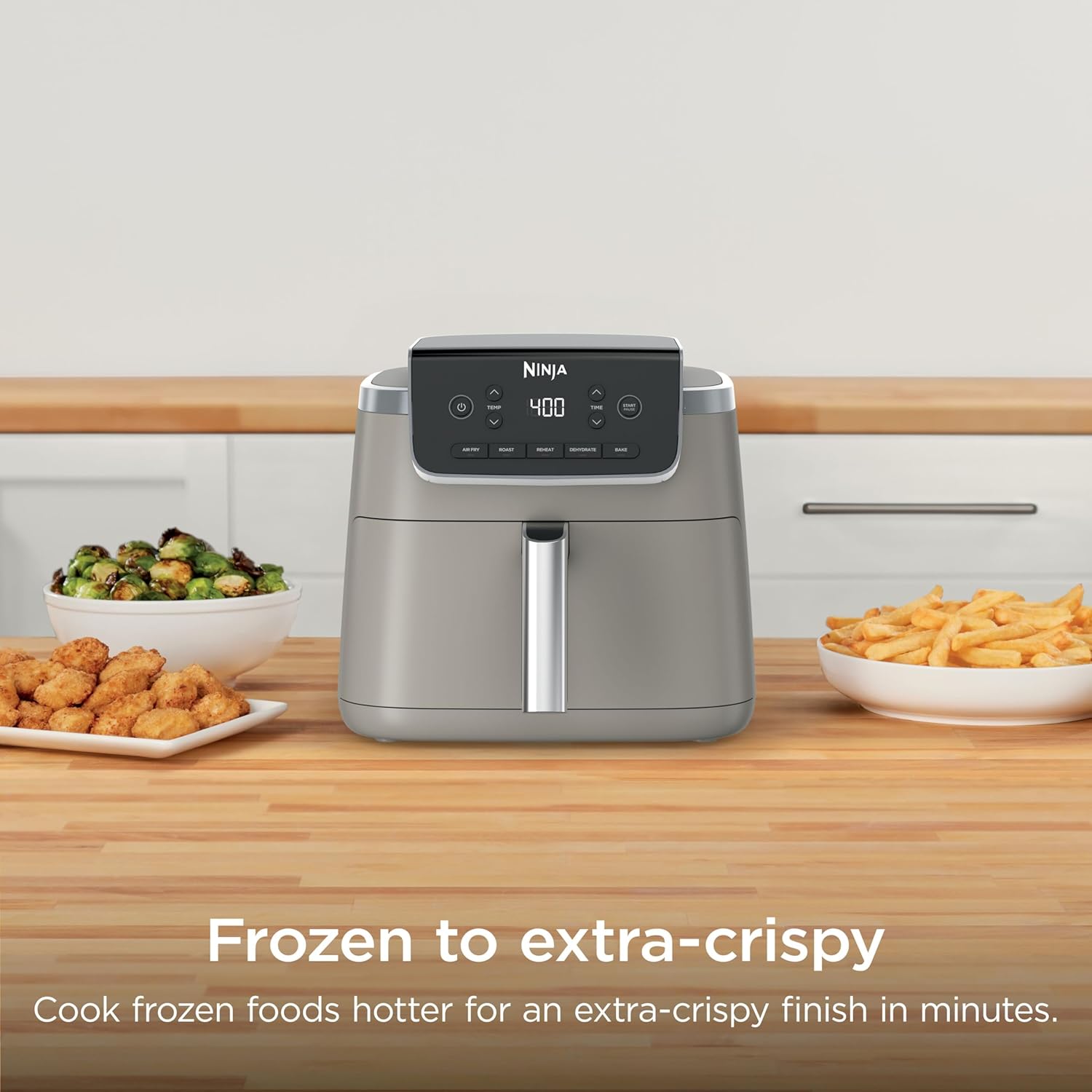 Ninja Air Fryer Pro 5-in-1 | 5 QT Capacity, Air Fry, Bake, Roast, Reheat, and Dehydrate, Air Crisp Technology | Nonstick Basket & Crisper Plate | Stone | AF142SD