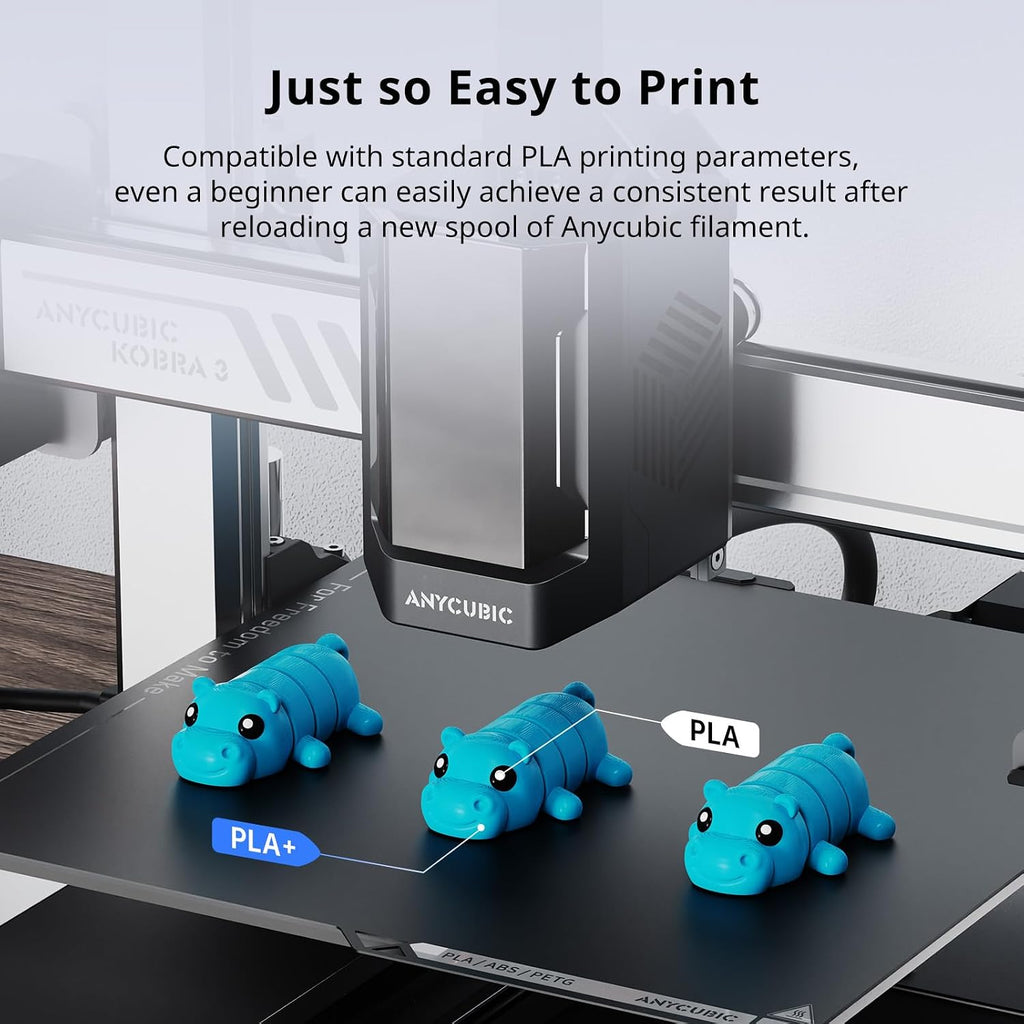 ANYCUBIC PLA Plus (PLA+), 3D Printer Filament 1.75mm Bundle, High Toughness, 1KG Spool, Black, White, Texture Grey, Pink, Red, Blue, Green, Orange, Yellow, Purple, 10KG in Total