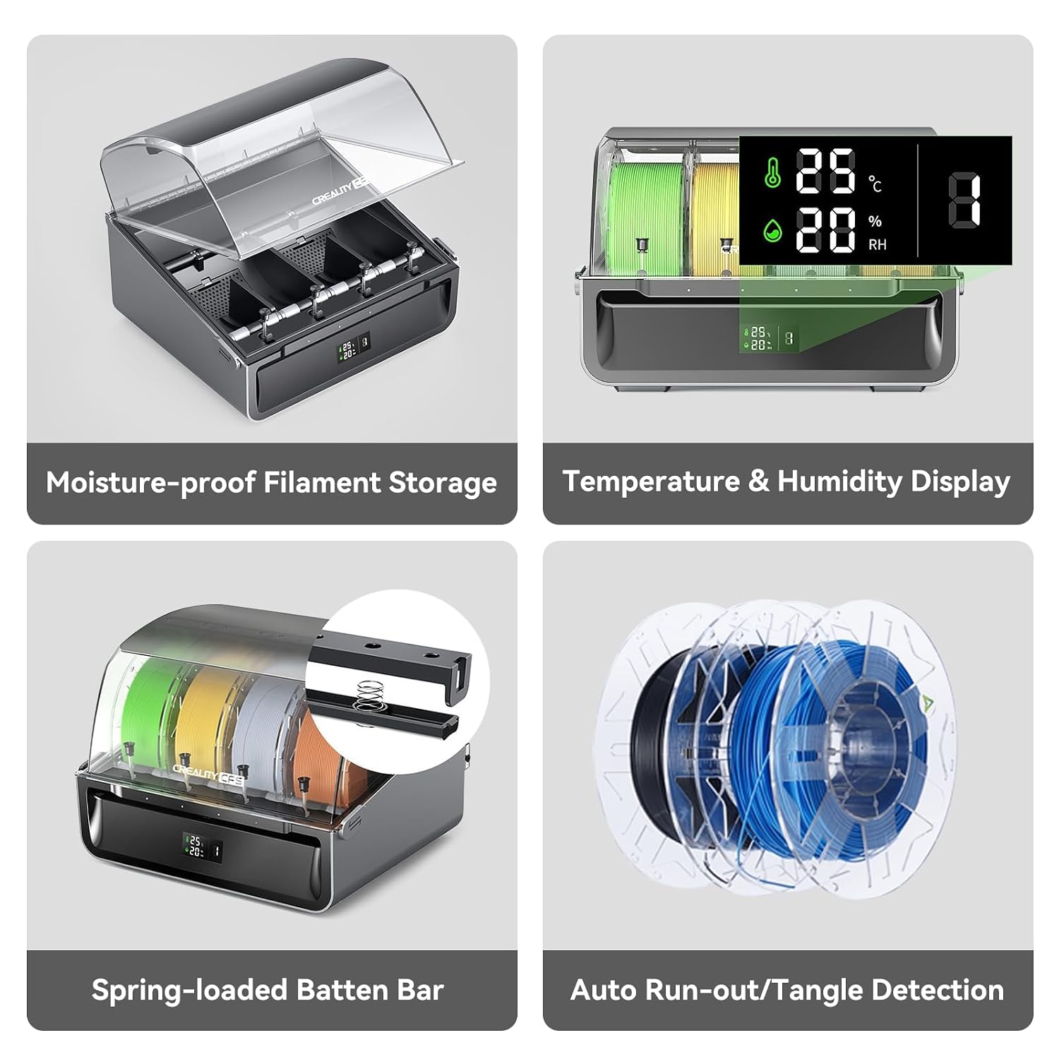 Creality Official CFS Multicolor 3D Printer Automatically Filament System, Moisture-Proof Filament Storage, Supports 4 Parallel Devices for 16 Color Printing, for K2 Plus 3D Printer