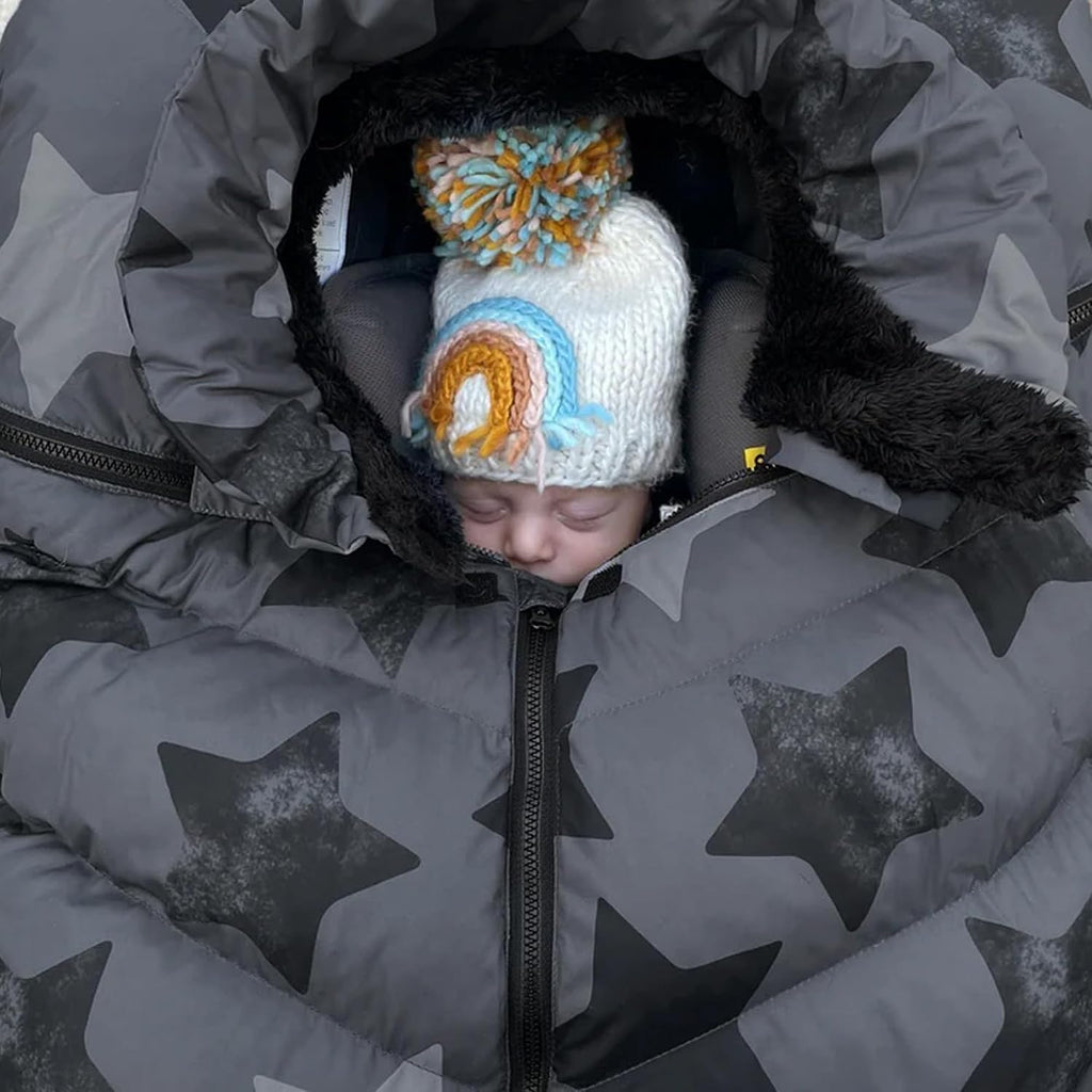 7AM Enfant Car Seat Covers - Cocoon Baby Cover for Boys & Girls, Rain & Snow Repellent, Breathable Windproof, Center Zipper, Universal Fit for Infant Car Seat (0-12M) (Stella)