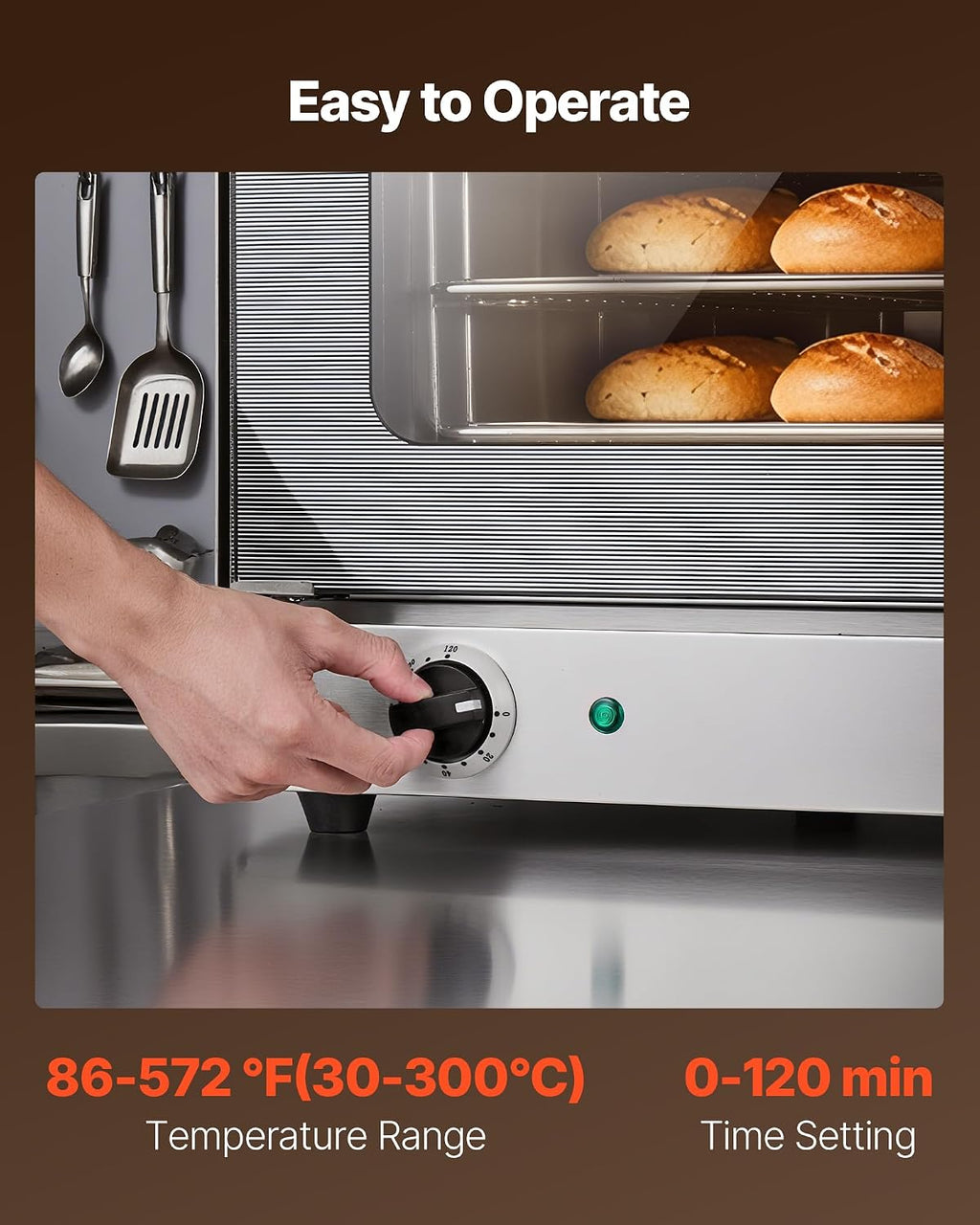 VEVOR Commercial Convection Oven, 4.24 cu.ft Countertop Oven for Full-Size Pans, Electric Convection Ovens with 4 Racks, 360° Hot Air Circulation, for Bakery, Restaurant & Pizza Shop (208-240V 5000W)