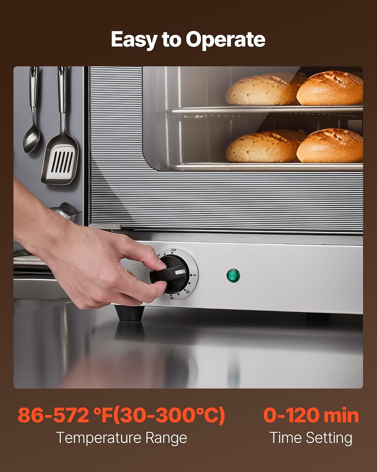 VEVOR Commercial Convection Oven, 4.24 cu.ft Countertop Oven for Full-Size Pans, Electric Convection Ovens with 4 Racks, 360° Hot Air Circulation, for Bakery, Restaurant & Pizza Shop (208-240V 5000W)