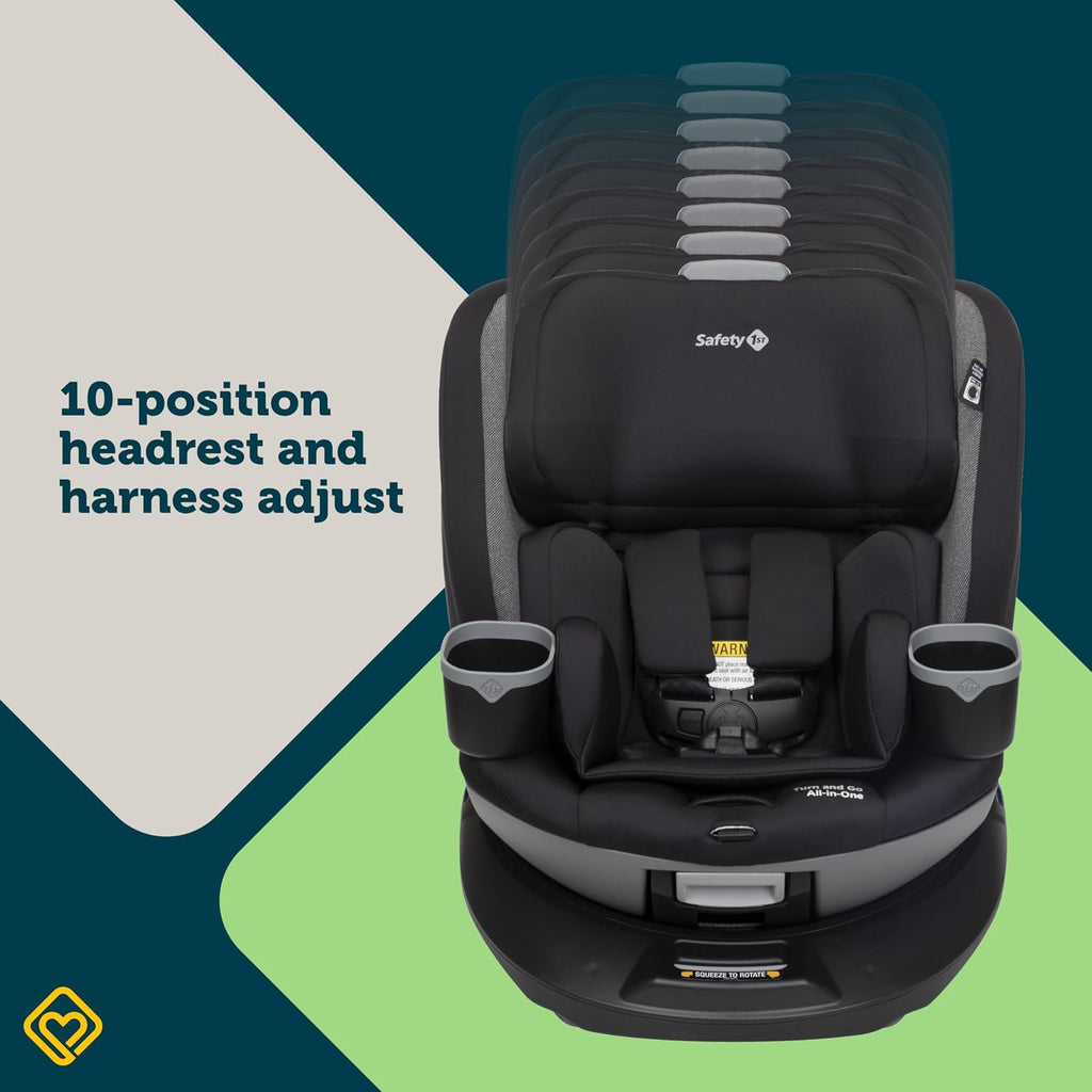 Safety 1st Turn and Go 360 ST Rotating All-in-One Convertible Car Seat, SafetySwivel Technology, SecureTech Installation, 3-in-1 Rear-Facing, Forward-Facing, Booster, 5-100 lbs, Skyline