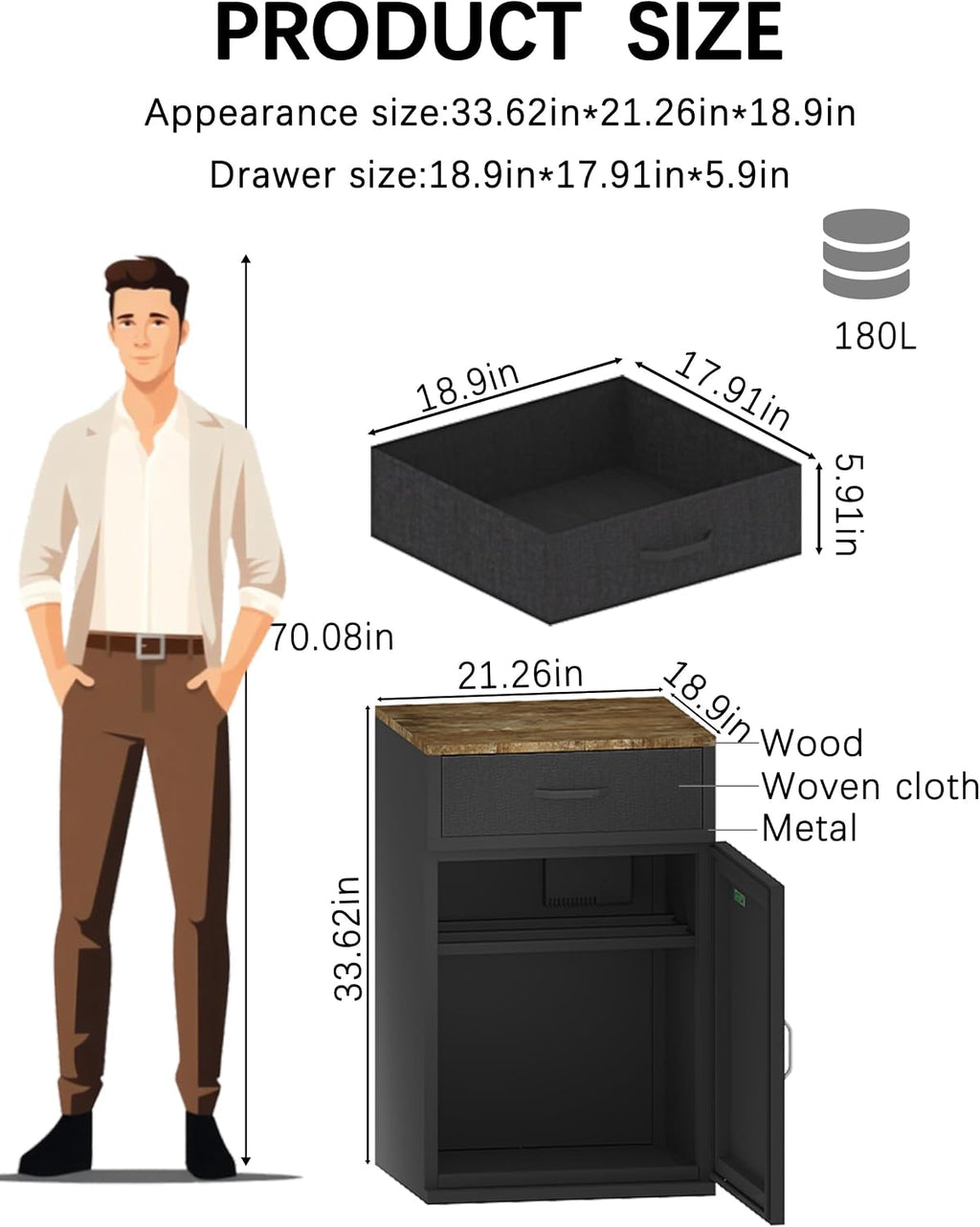 3D Printer Stand Filament Storage,25% RH Control 40 Rolls Filament Dehumidification Cabinet 3D Printing Sealing and Protection for PLA/ABS/TPU/Nylon (Black)