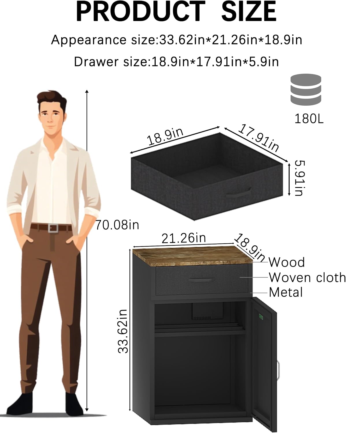 3D Printer Stand Filament Storage,25% RH Control 40 Rolls Filament Dehumidification Cabinet 3D Printing Sealing and Protection for PLA/ABS/TPU/Nylon (Black)