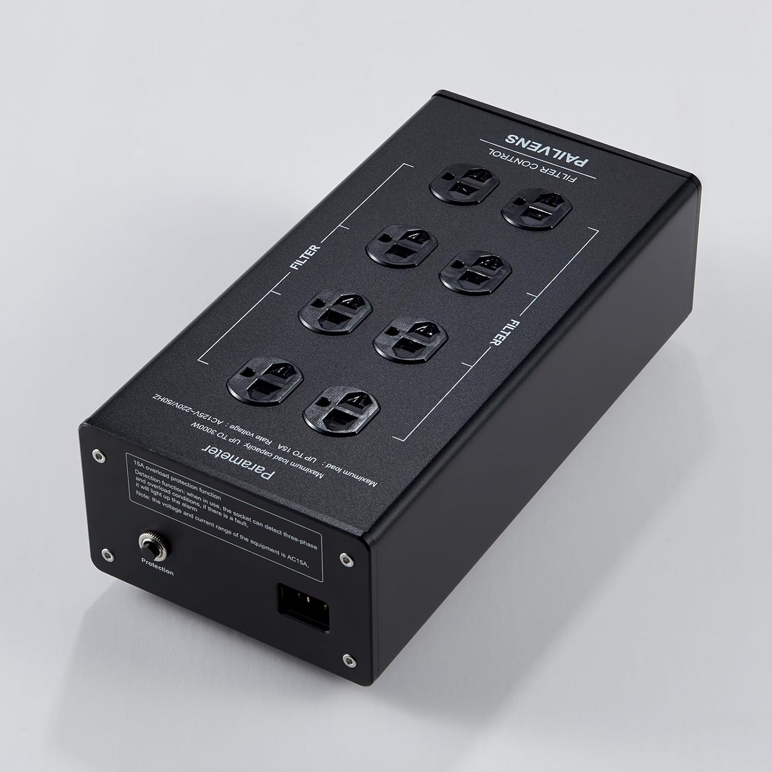 AC Power Filter Power Conditioner with LED Screen Display, Power Purifier 8 Outlet Metal Surge Protector, Sound Filter/Noise Reducer for HiFi Audio CD DVD Player, Black