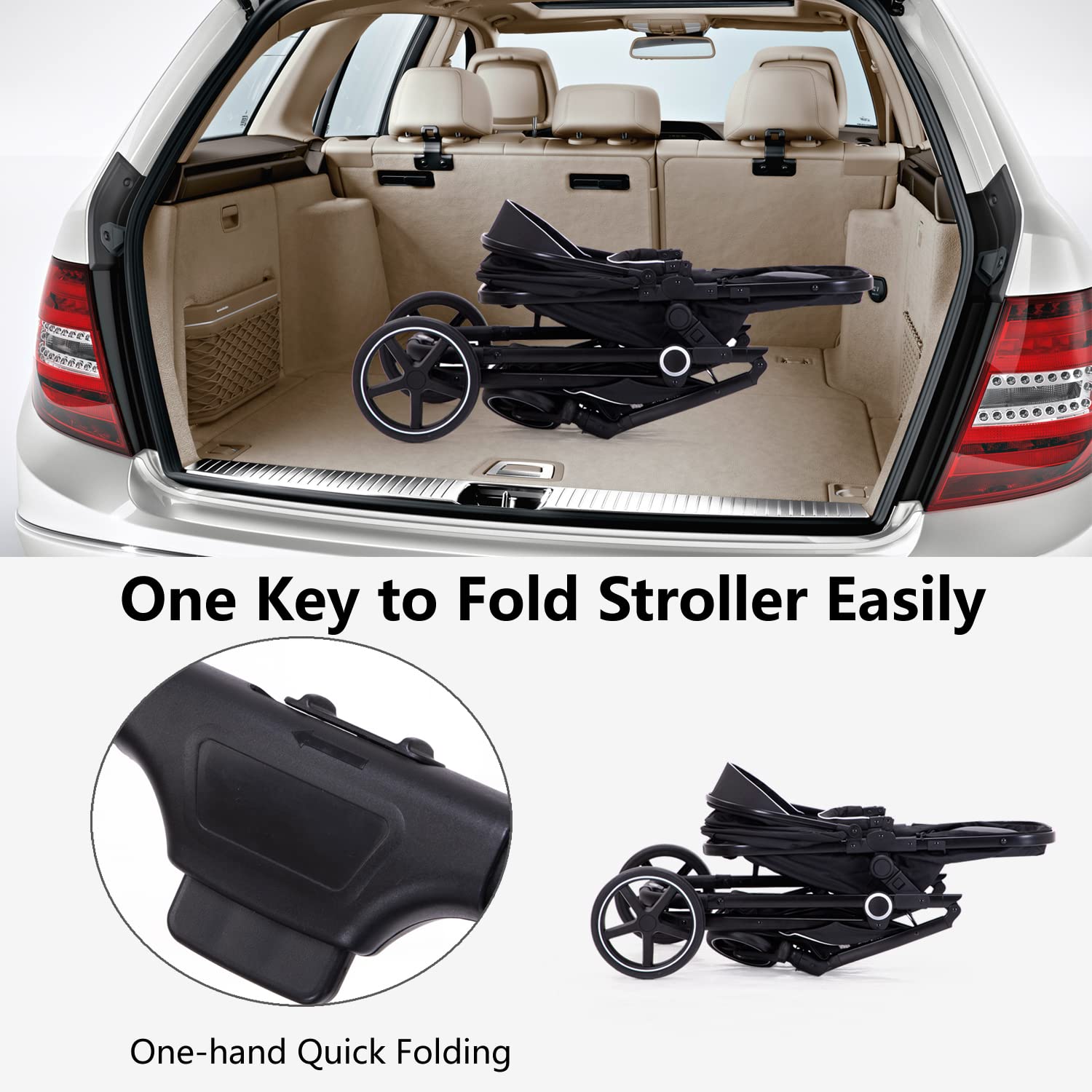 Lortsybab 2-in-1 Baby Stroller - Folding Infant Newborn Pram Stroller with Reversible Seat - Toddler Strollers for 0-36 Months Old Babies