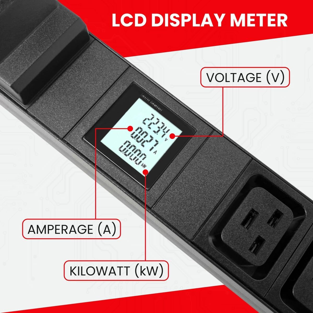 Rack Mount Power Strip - 240V 30A 3C19 & 8 C13 outlets PDU with Built-in Surge Protector, Volt & Amp Meter for Data Center - 19' Metal Housing, Ears & Fittings Included (3C19 8C13)