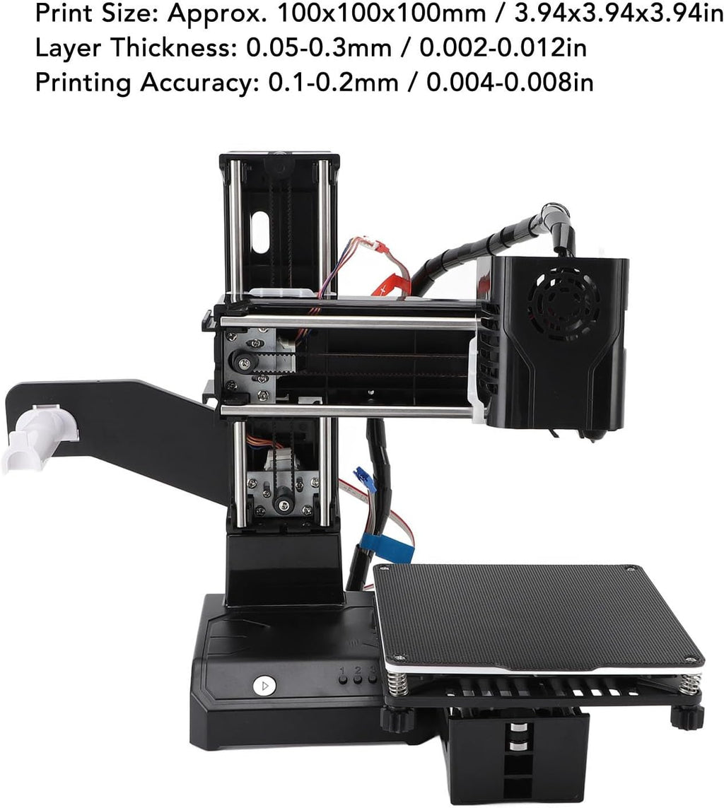 Small 3D Printer with Detachable Magnetic Print Platform, Open Frame, 230°C Direct Extruder, DIY Enthusiasts, for 7 8 10 System, Printing Size 100x100x100mm (US)