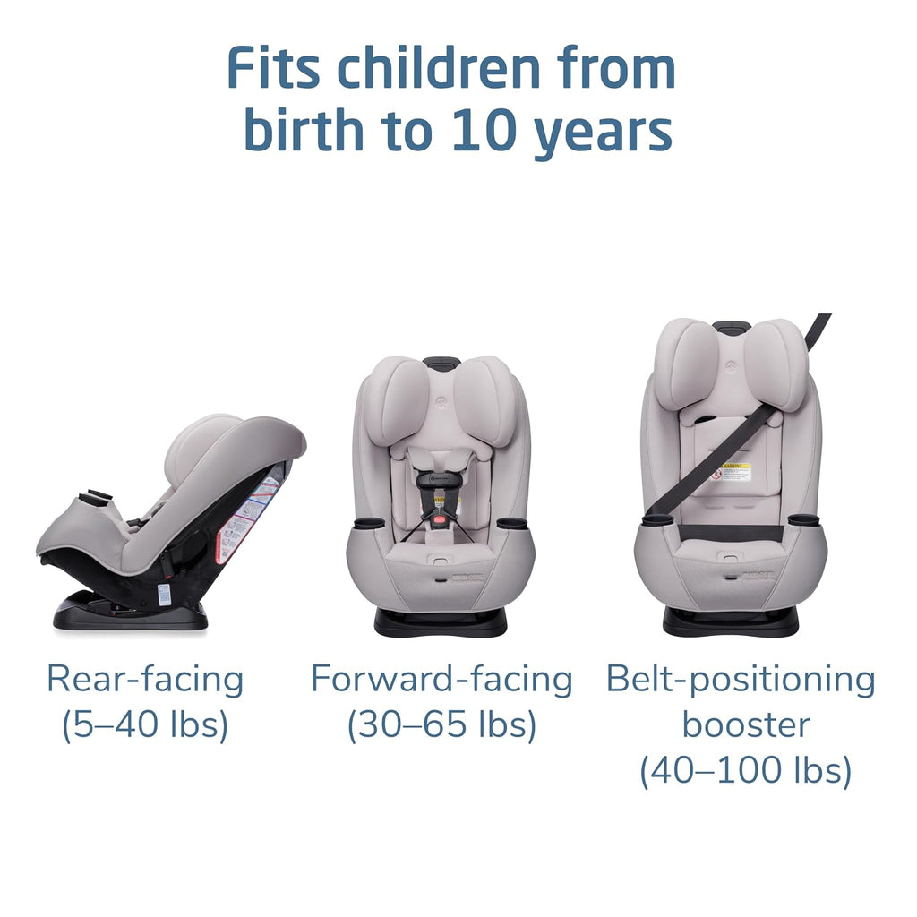 Maxi-Cosi Pria Max 3-in-1 Convertible Car Seat, Infant to Toddler Car Seat, ClipQuick Magnetic Chest Clip, Quick-Install Latch, Machine-Washable Cover, 5-100 lbs, Oyster Shell