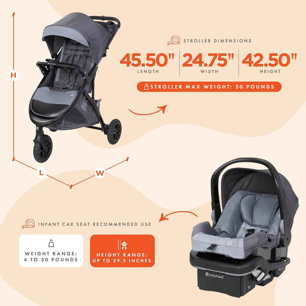 Baby Trend Tango™ 3 All-Terrain Stroller Travel System with EZ-Lift™ Plus Infant Car Seat, Ultra Grey