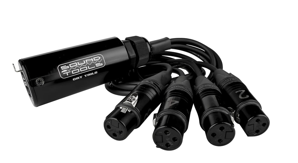 Sound Tools CAT Tails Female – 4 Channel XLR to RJ45 Adapter – Analog Audio Over CAT5e/6/7 – Neutrik Connectors – Mogami AES3 Grade Cable – Durable Aluminum Housing for Stage, Studio & Live Sound