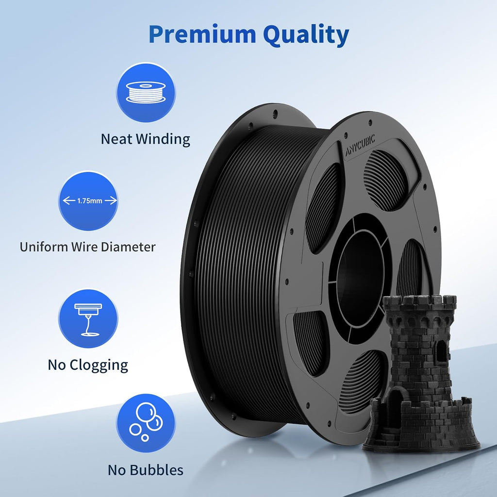 ANYCUBIC PLA Filament 1.75mm Bundle, 3D Printer Filament 1.75mm Dimensional Accuracy +/- 0.02mm, 1KG Reusable Spool (2.2 lbs), 5KG White + 5KG Texture Grey, 10KG in Total