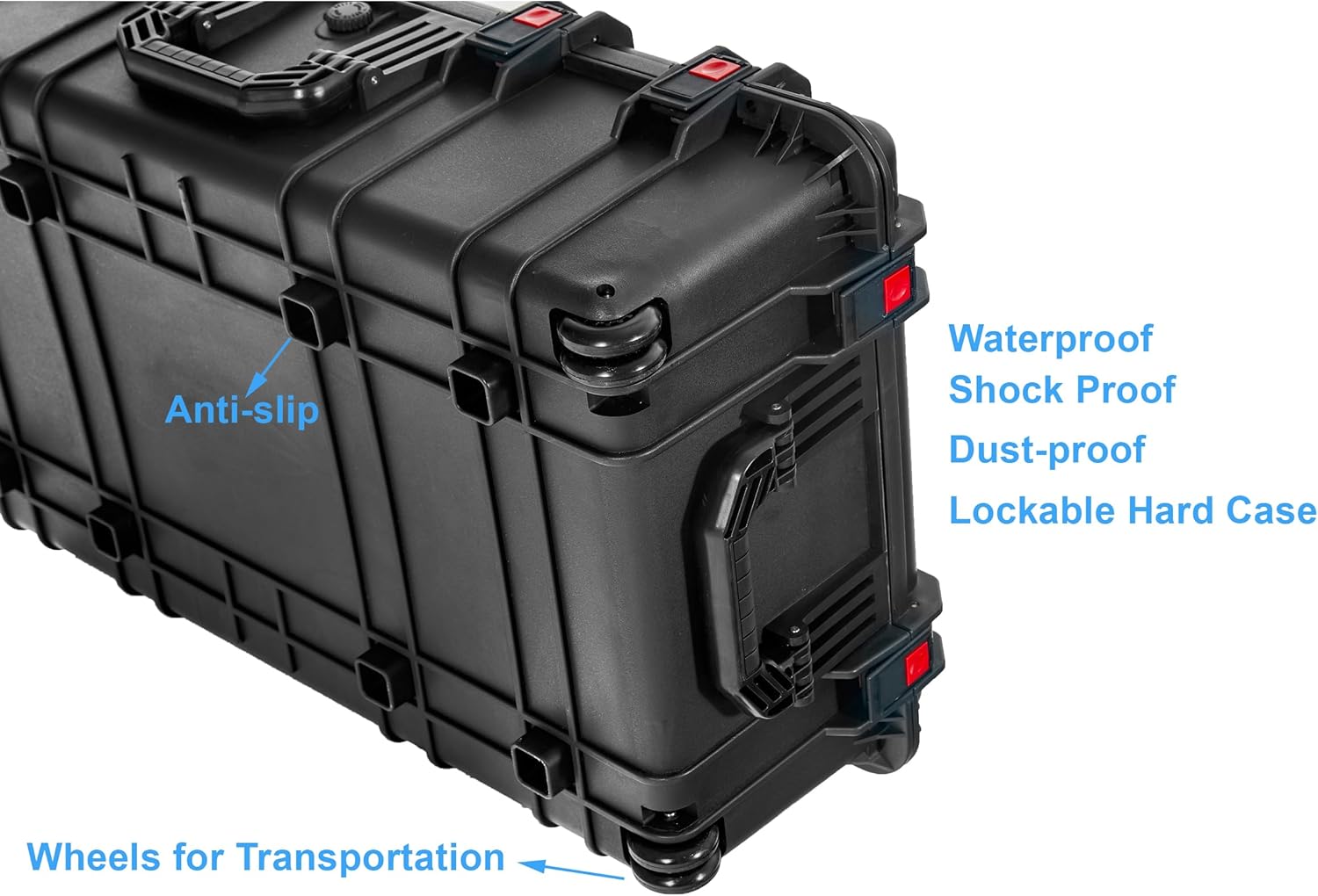 Regetek Waterproof Rolling Hard Case 35 x 20.5 x 12 Inch, Equipment Case with Foam/Wheels/ 3 Large Handles for Camera, Tool, Electronics Transport, Shockproof, Lockable, Inner 31.5' x 17.7' x 7.5'