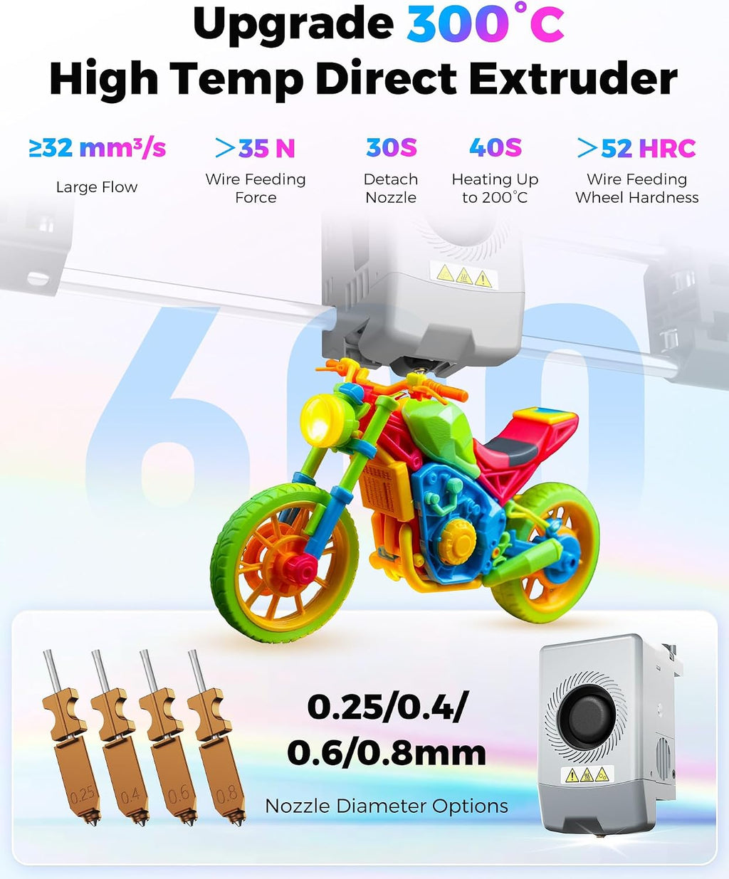 FLASHFORGE AD5X 3D Printer,Smart Multi-Color 3D Printer with IFS,Max 600mm/s High Speed 4 Colors Printing,Fully Auto Leveling,300°C Direct Extruder,for PLA-CF,PETG-CF,Print Size 220x220x220mm