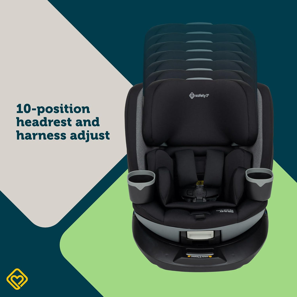 Safety 1ˢᵗ® Turn and Go 360° Rotating All-in-One Convertible Car Seat, Black Beauty