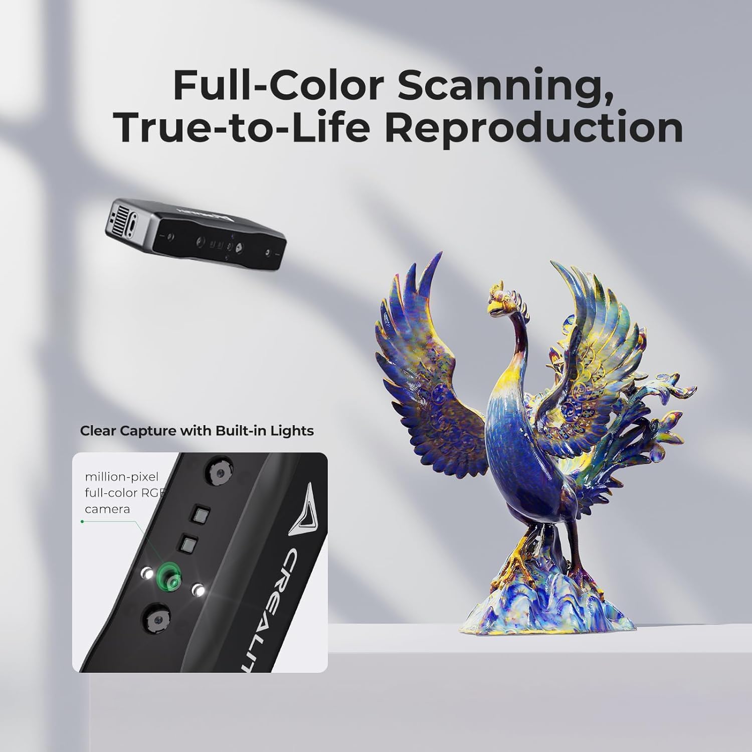Creality Otter Lite Basic 3D Scanner with High Precision 0.05mm, up to 30FPS Scanning Speed, Support 20-2000mm Objects for Windows Mac iPhone Android, Reverse Engineering & DIY Projects